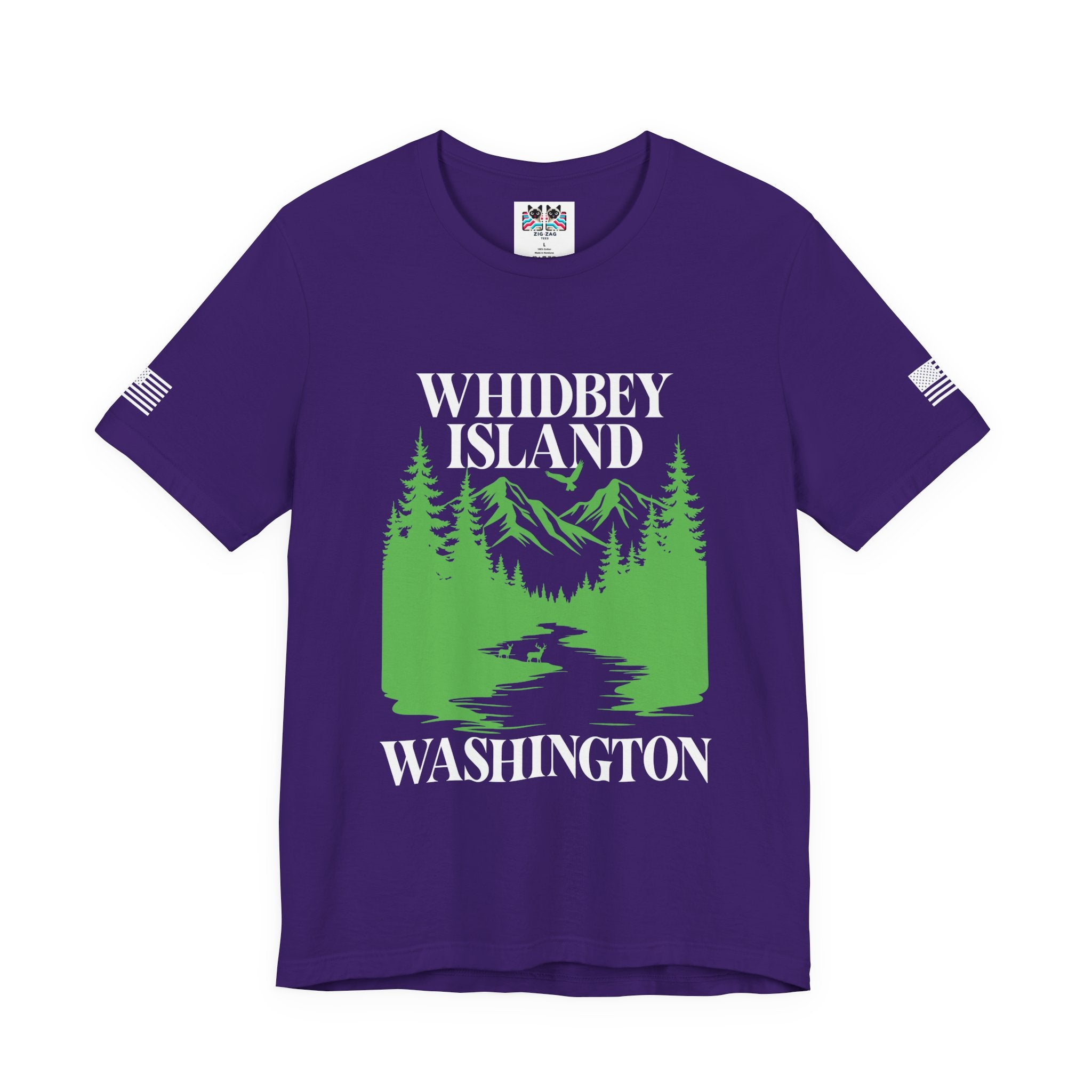 Whidbey Island Washington Mountain Forest Wildlife Graphic T-Shirt | Pacific Northwest Outdoor Souvenir Tee