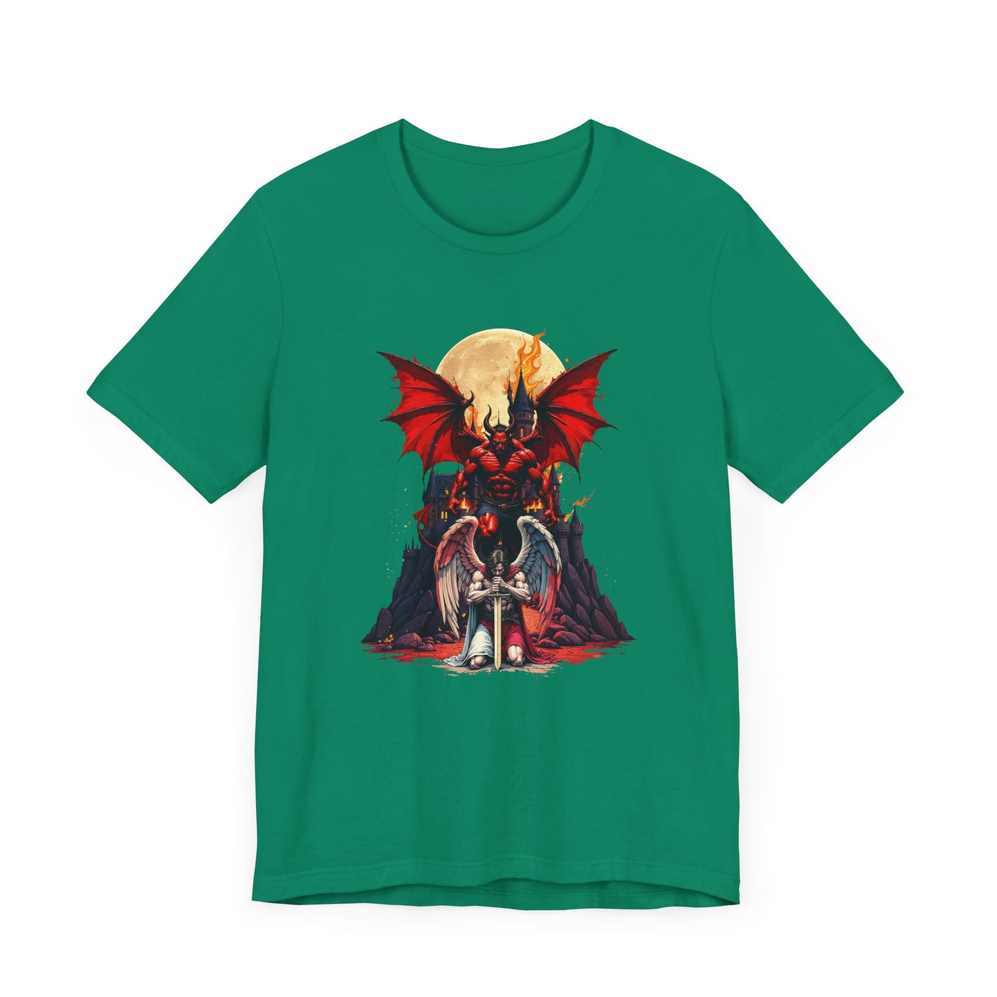 Beast Dominion – Floating Vampire Over Fallen Winged Fighter Graphic T-Shirt