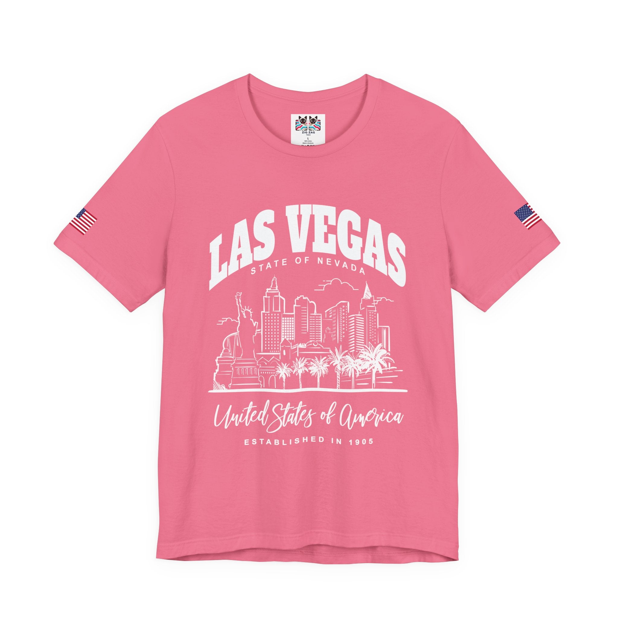Las Vegas State of Nevada T-Shirt - Established 1905 Red White Skyline USA Design