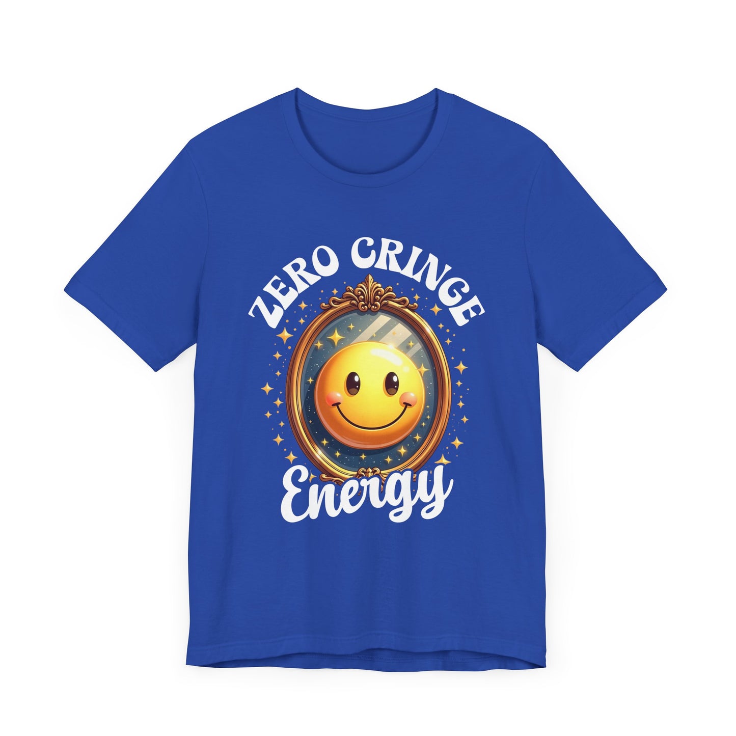 Zero Cringe Energy – Large Mirror with Happy Smiley Graphic T-Shirt