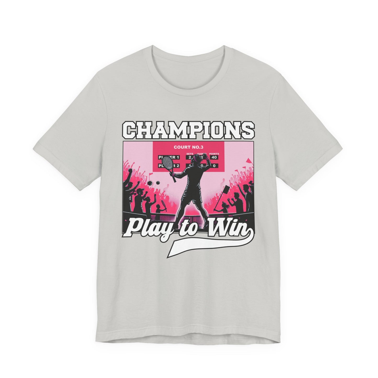 Champions Play to Win – Tennis Victory Celebration Graphic T-Shirt