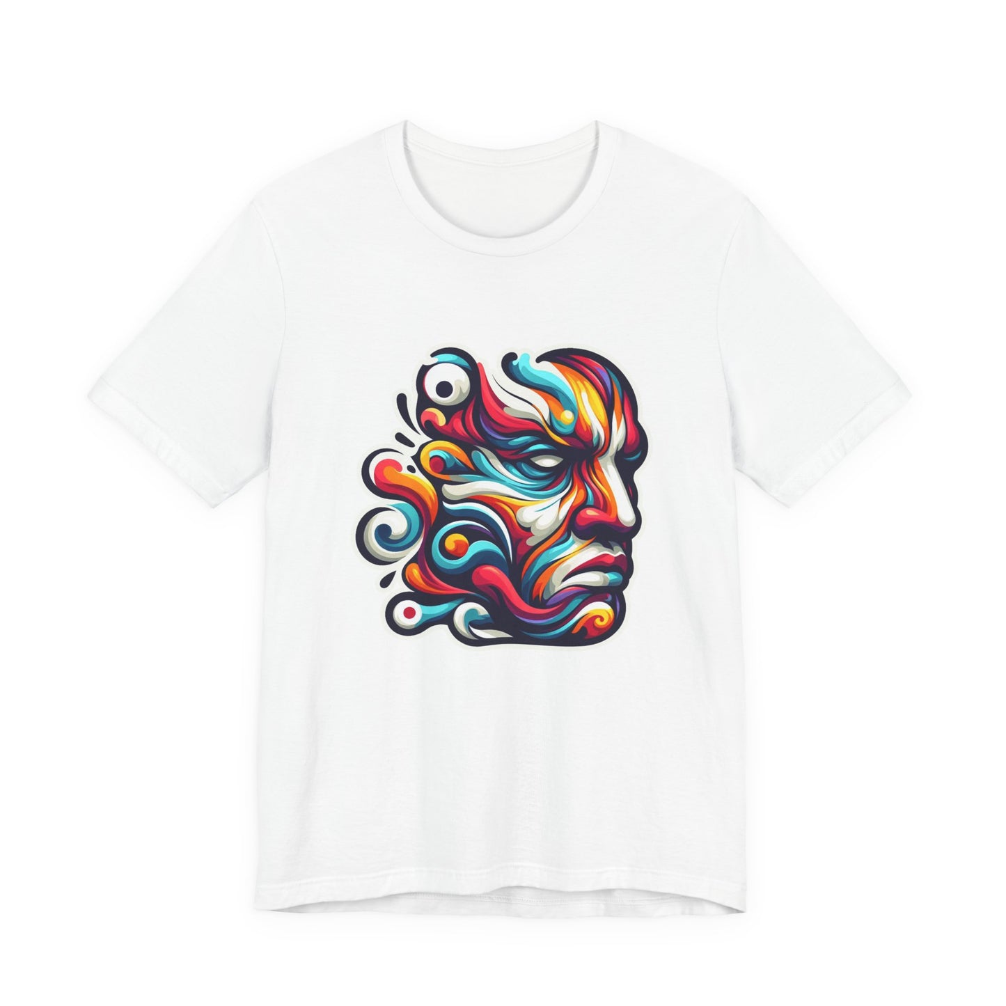 The Art of Expressionism Tshirt – Colorful Curved Strokes Forming a Vibrant Face
