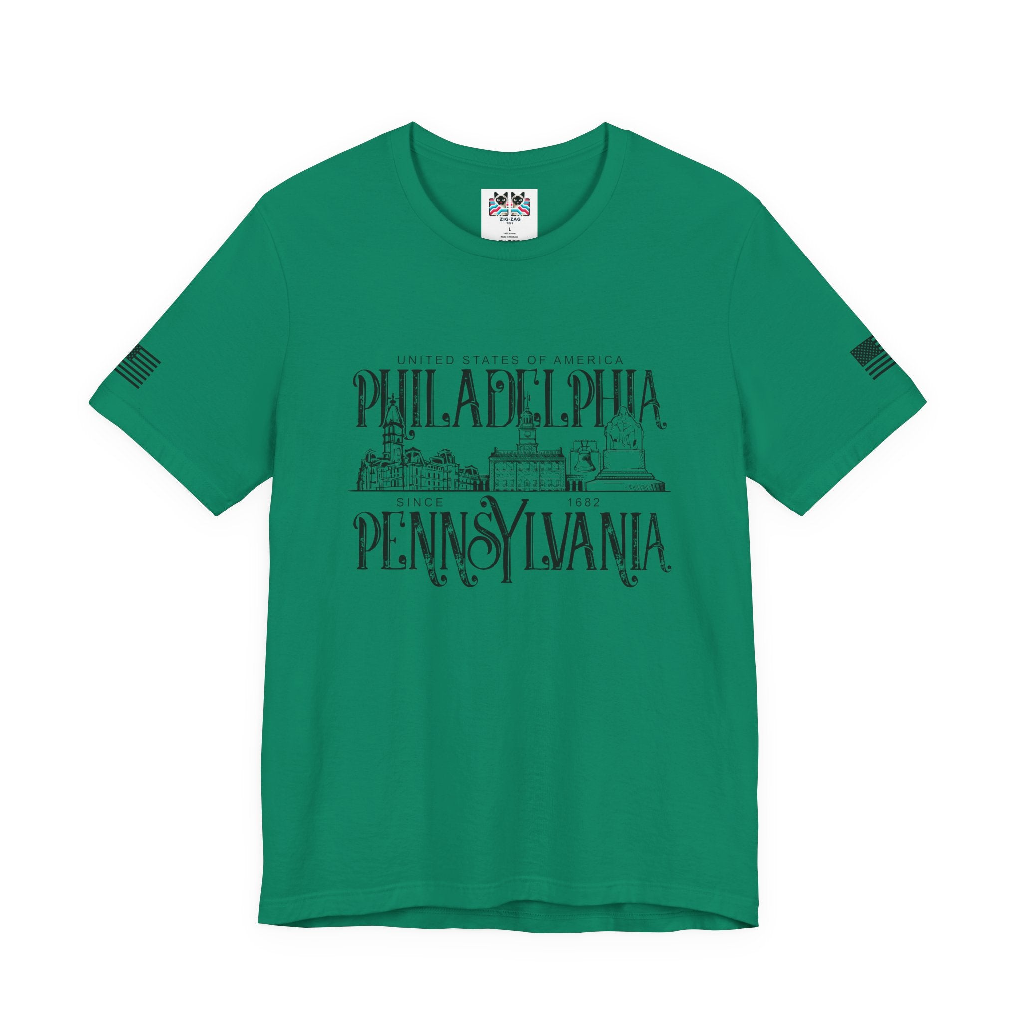 Philadelphia Pennsylvania T-Shirt – United States of America Since 1682 Landmark Graphic Tee