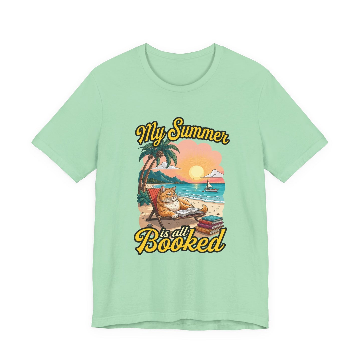 My Summer Is All Booked Tshirt Cat on Beach with books