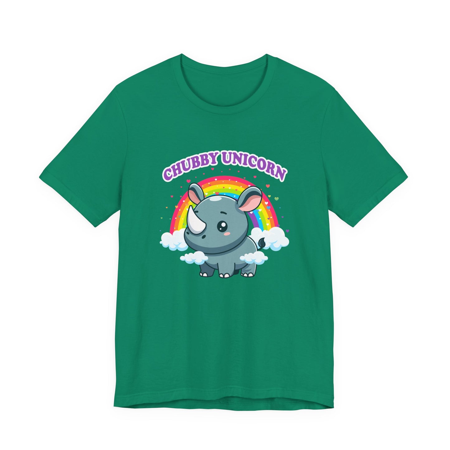 Chubby Unicorn T-Shirt – Cute Cartoon Rhino with Rainbow Graphic Tee