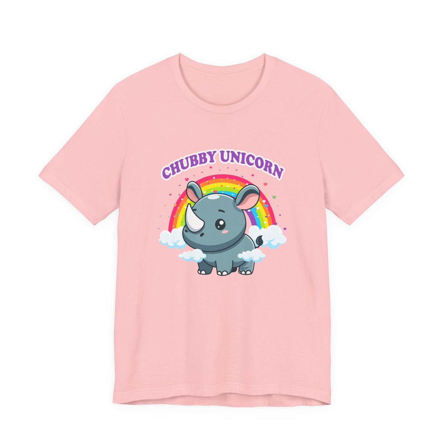 Chubby Unicorn T-Shirt – Cute Cartoon Rhino with Rainbow Graphic Tee