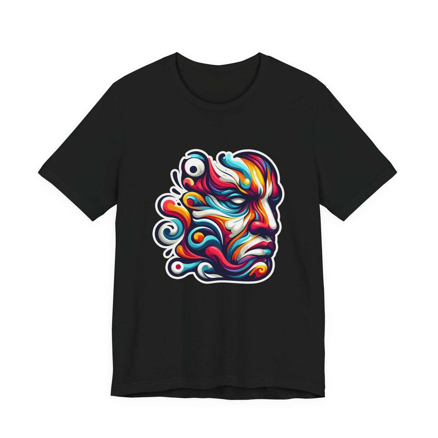 The Art of Expressionism Tshirt – Colorful Curved Strokes Forming a Vibrant Face