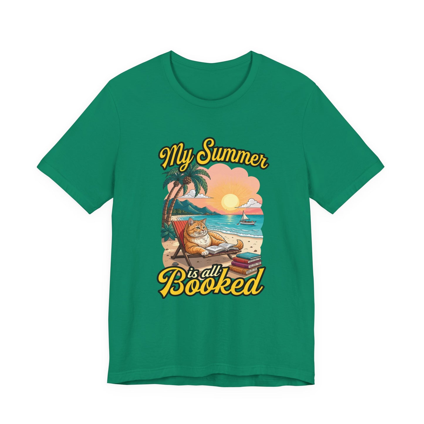 My Summer Is All Booked Tshirt Cat on Beach with books