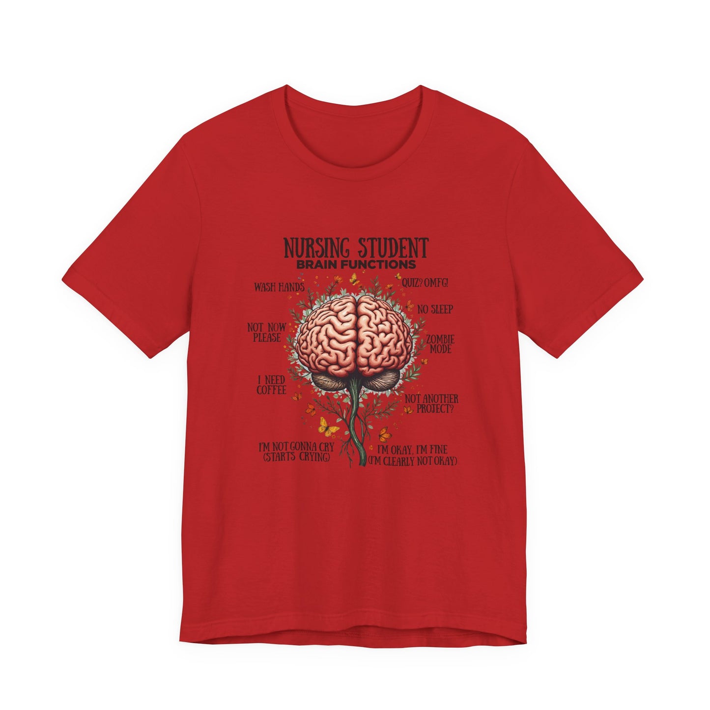 Nursing Student Brain Functions TShirt Coffee No Sleep Zombie Mode