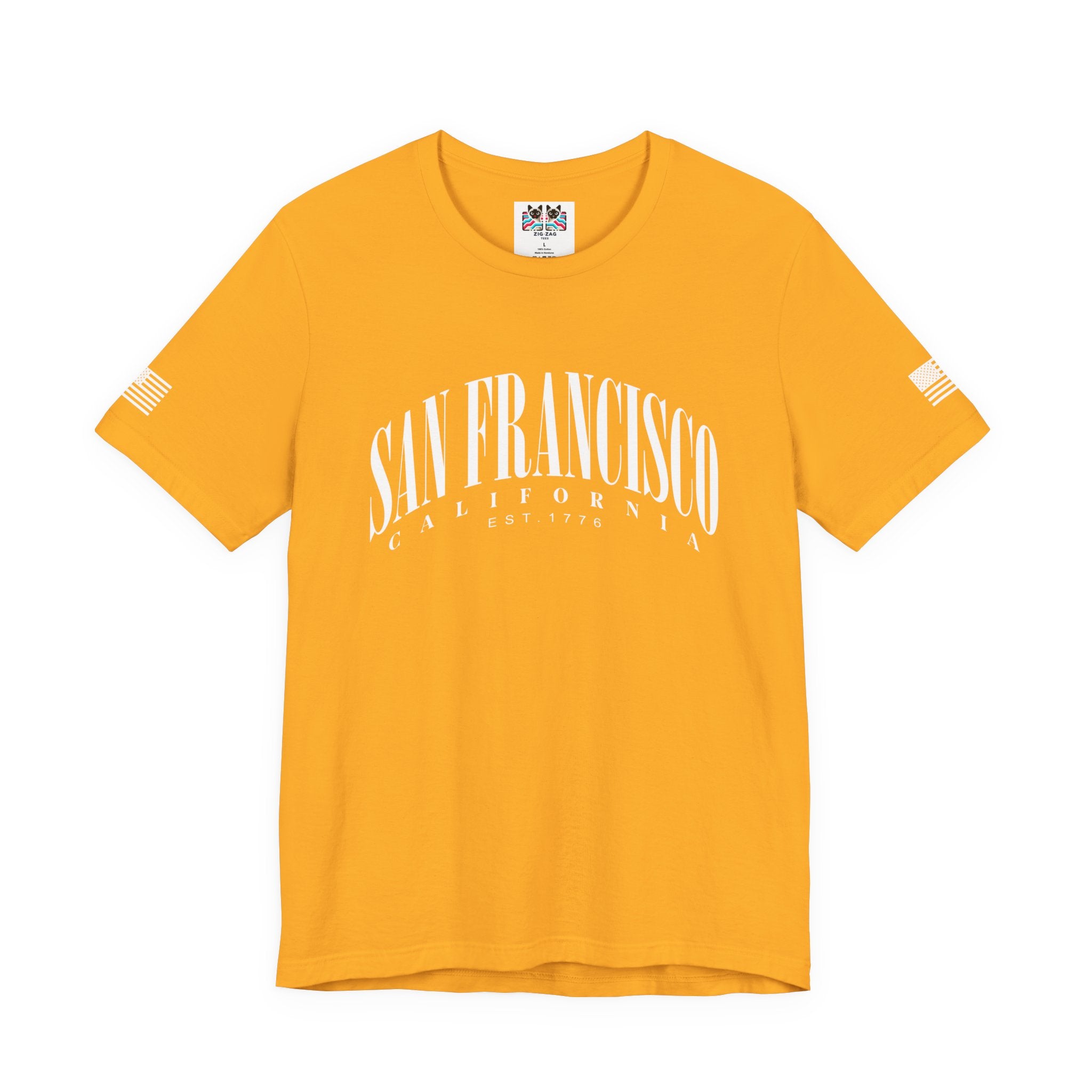 San Francisco California EST 1776 T-Shirt – Arched Varsity Style Typography Tee