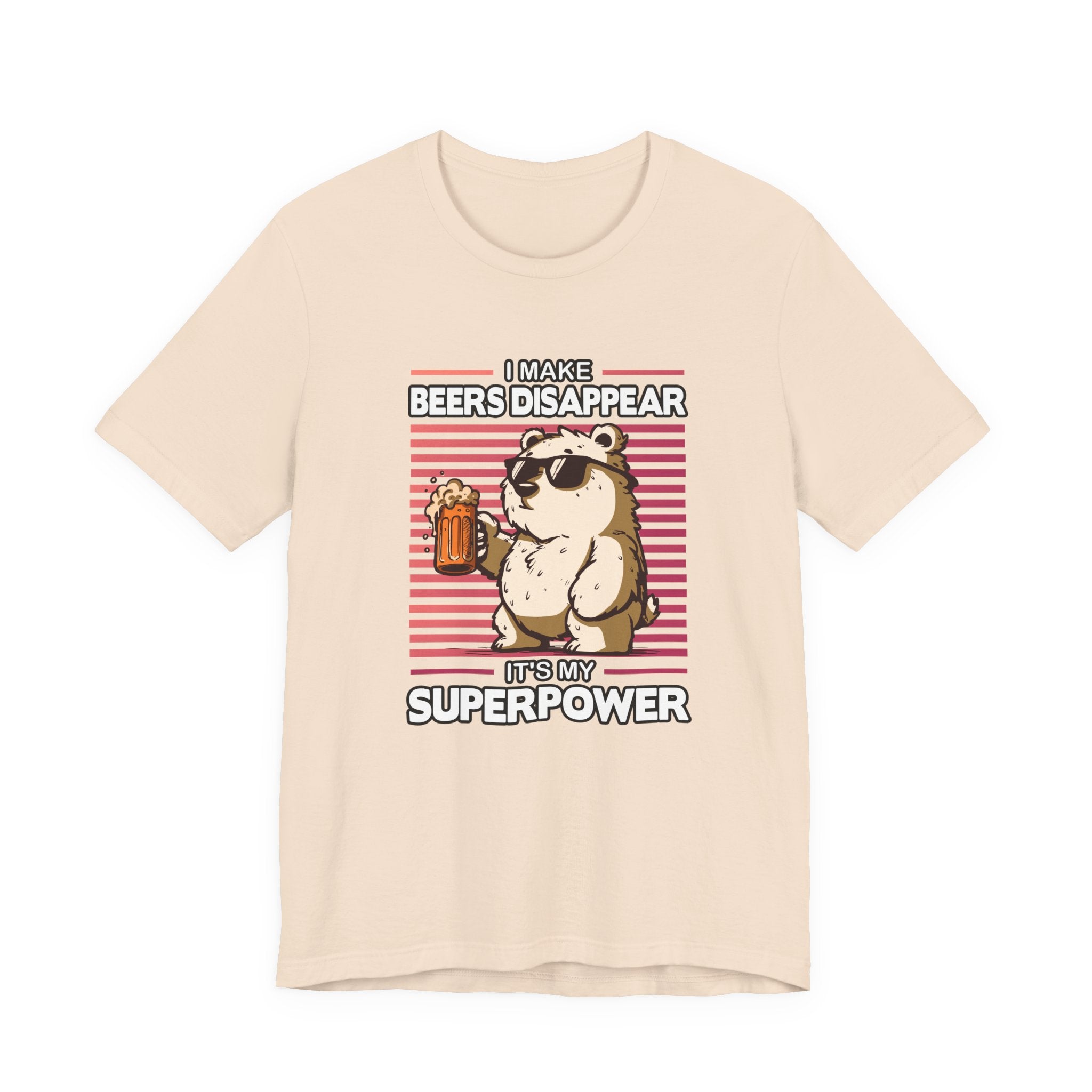 I Make Beers Disappear T-Shirt – Cool Bear With Sunglasses and Beer Funny Graphic Tee