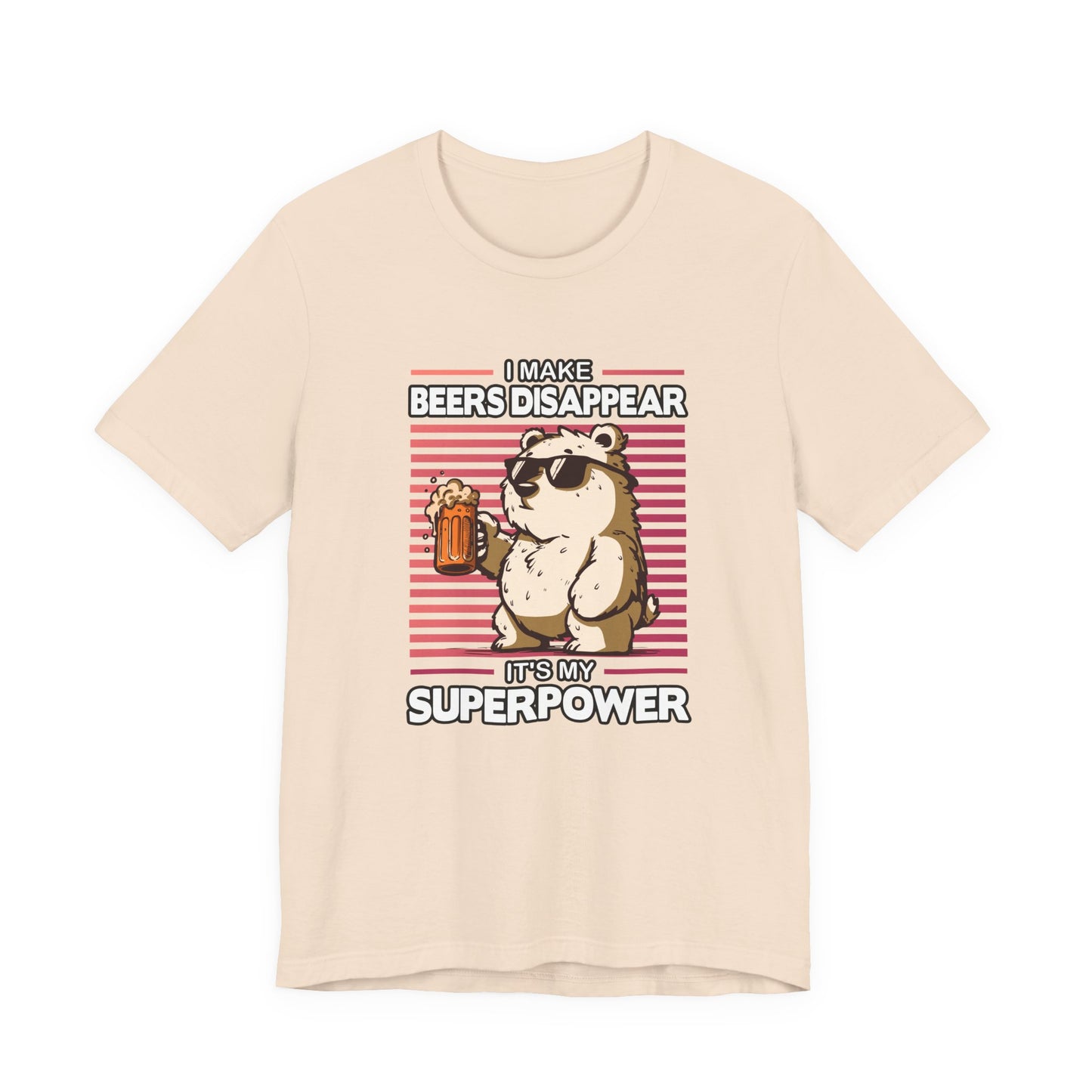 I Make Beers Disappear T-Shirt – Cool Bear With Sunglasses and Beer Funny Graphic Tee
