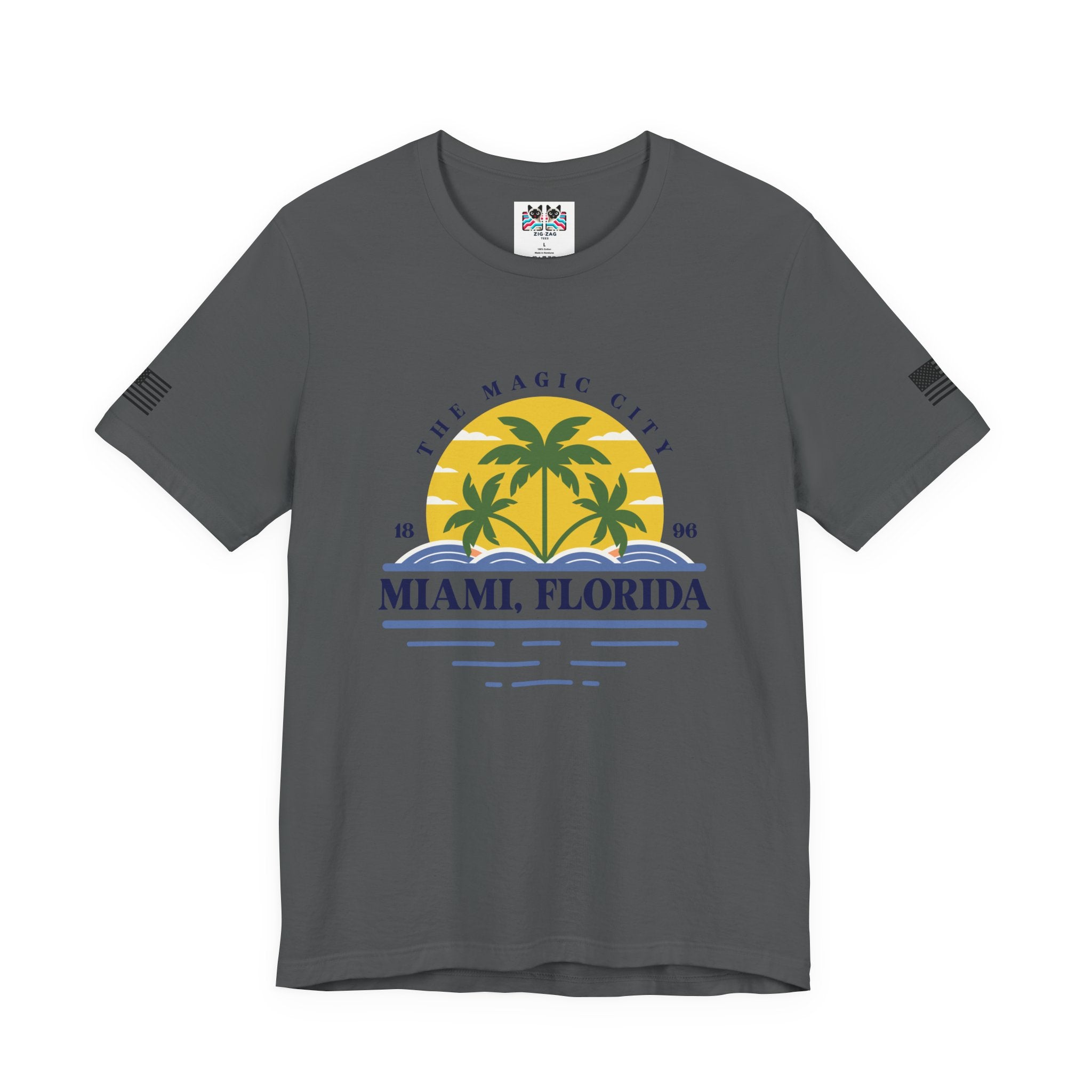 Miami Florida The Magic City T-Shirt – 1896 Palm Tree Sunset Retro Circle Tee