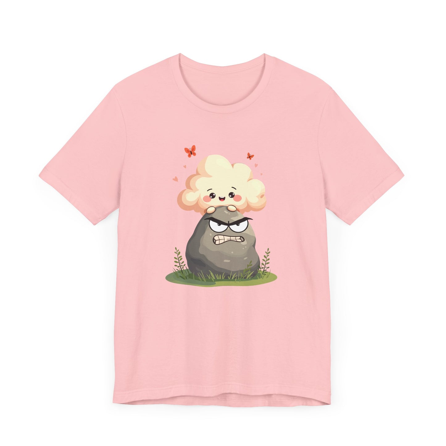 Soft but Solid - Smiling Cloud vs. Angry Rock – Playful Nature Face-Off Graphic T-Shirt