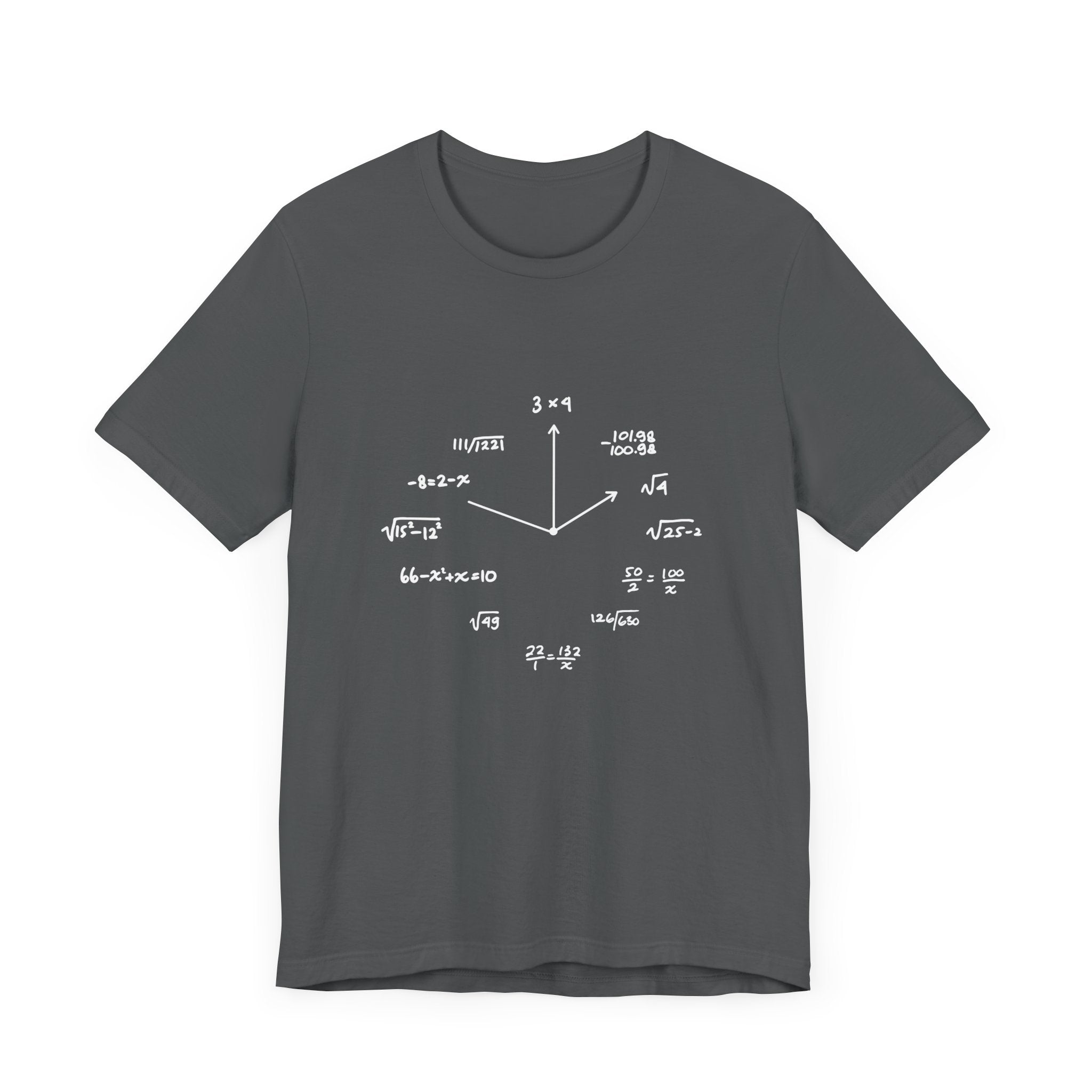 Math Clock T-Shirt – Funny Equations as Clock Numbers Graphic Tee