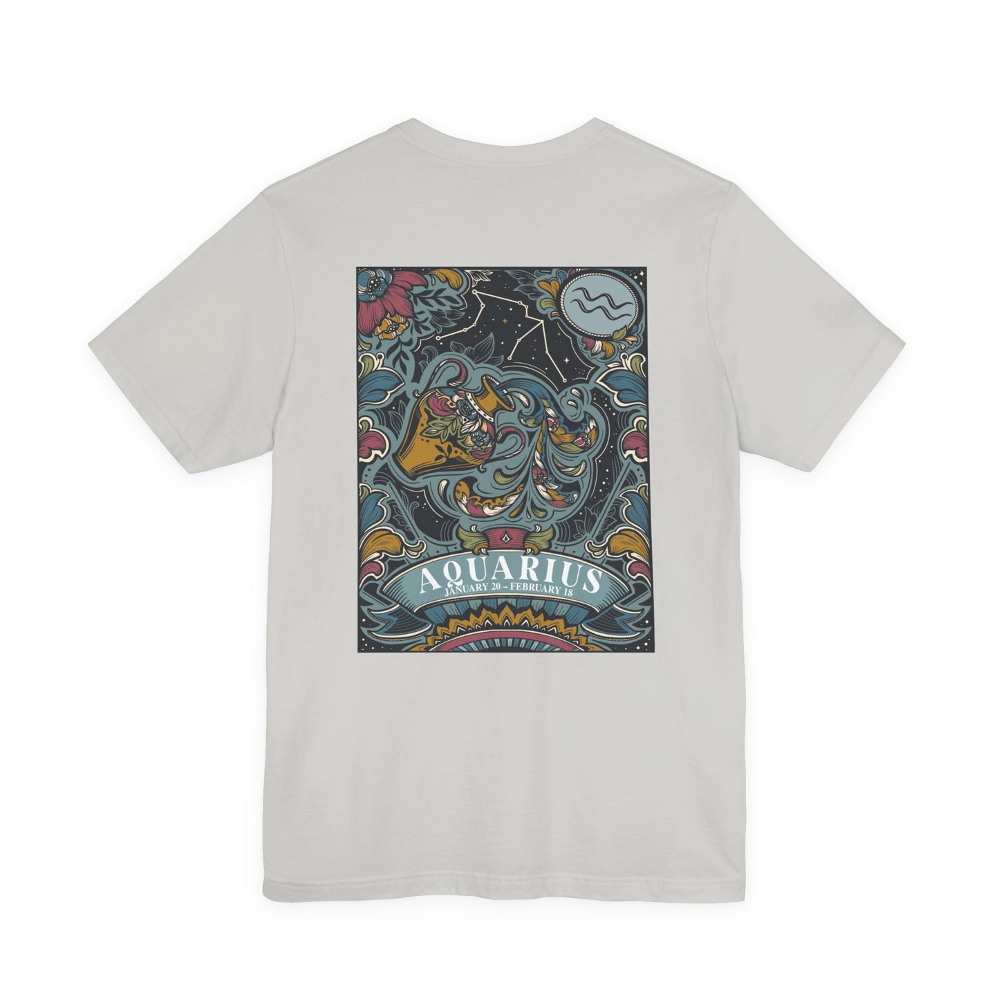 Aquarius Constellation & Floral Zodiac T-Shirt – January 20 to February 18