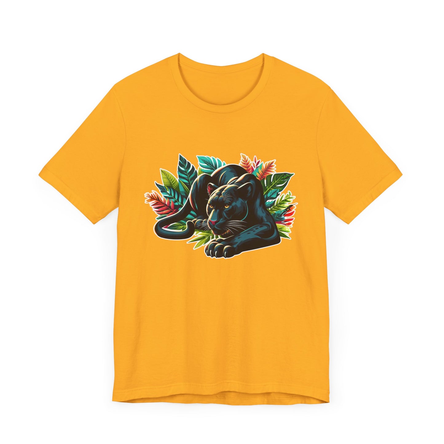 Wild and Beautiful - Black Panther with Claws Out and Jungle Leaves Graphic T-Shirt