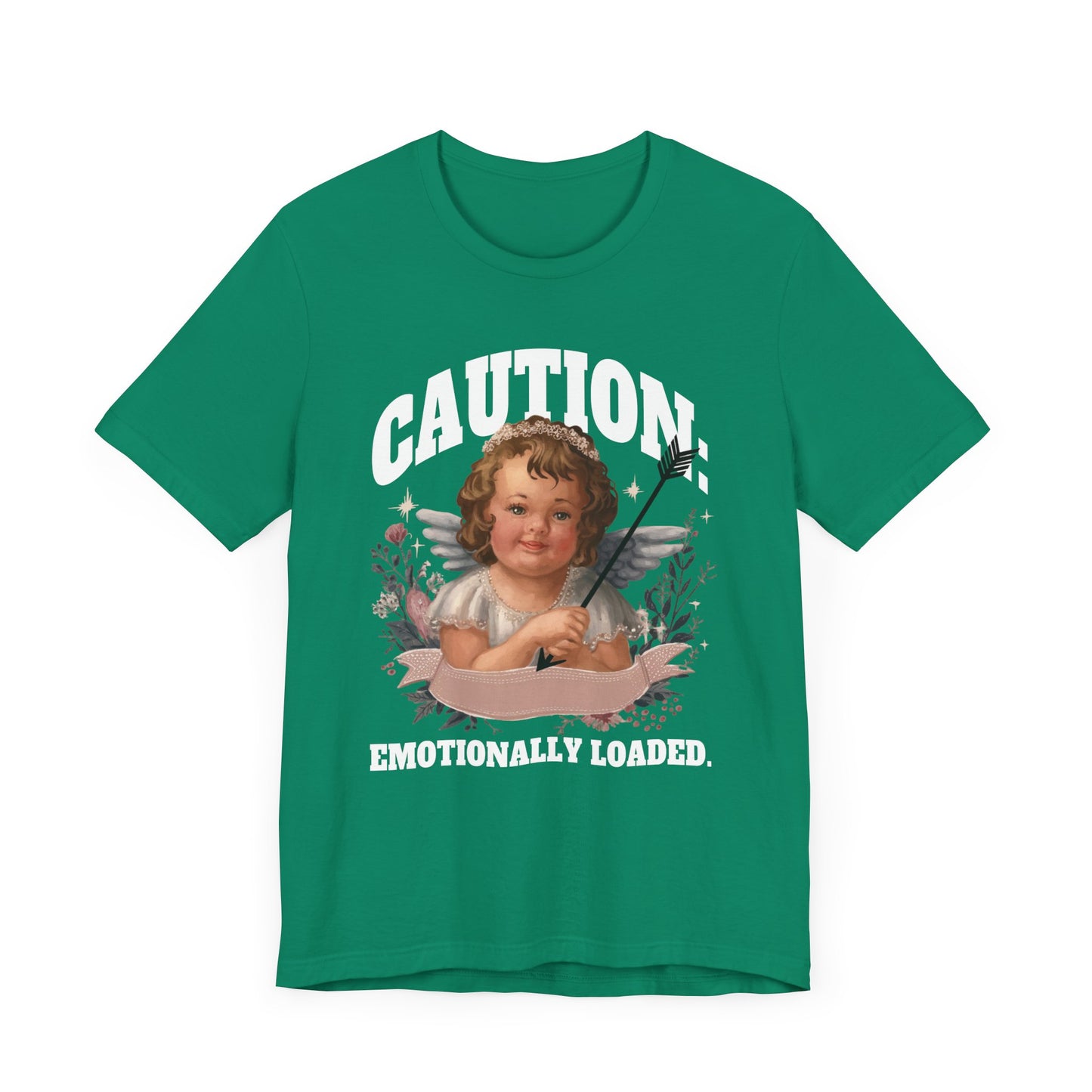 Caution: Emotionally Loaded | Little Girl Angel with Arrow Graphic T-Shirt
