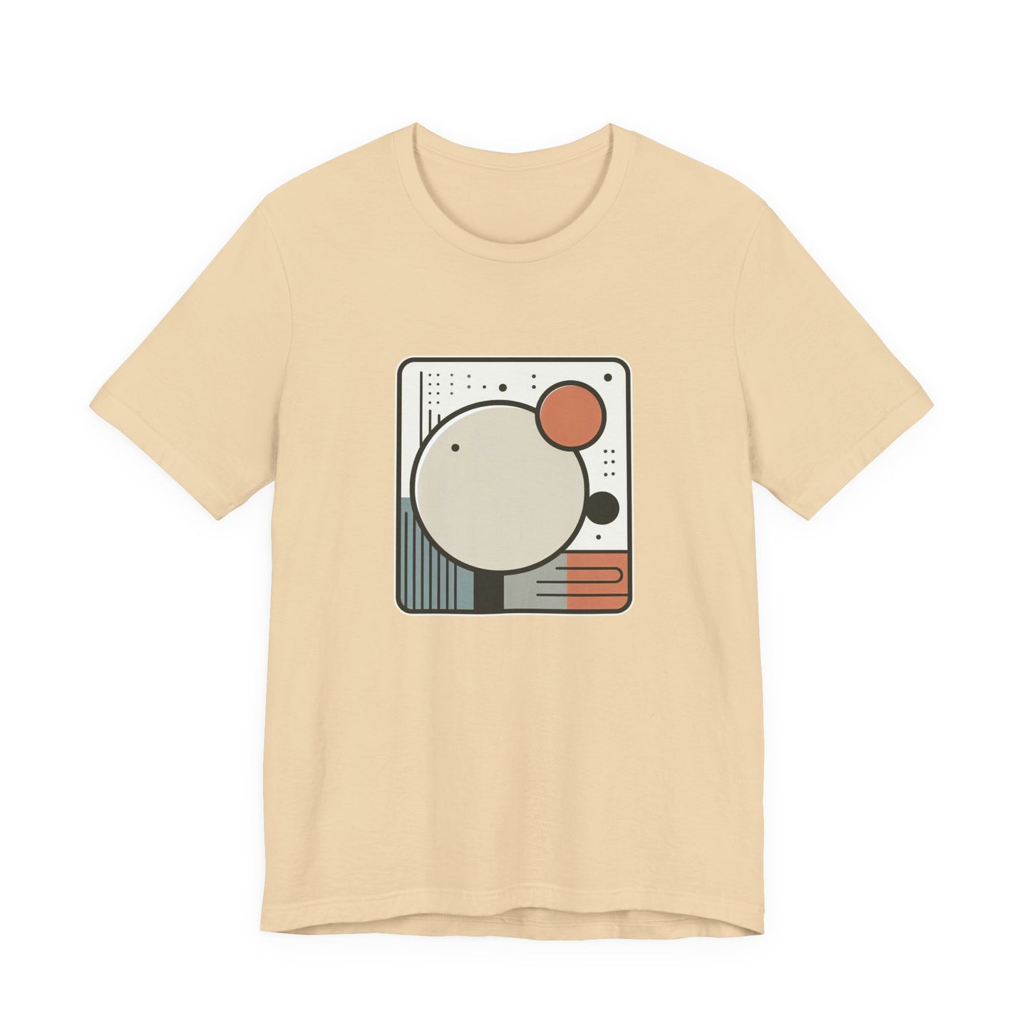 Less Is More Tshirt – Minimalist Geometric Rectangle with Colorful Circles and Lines