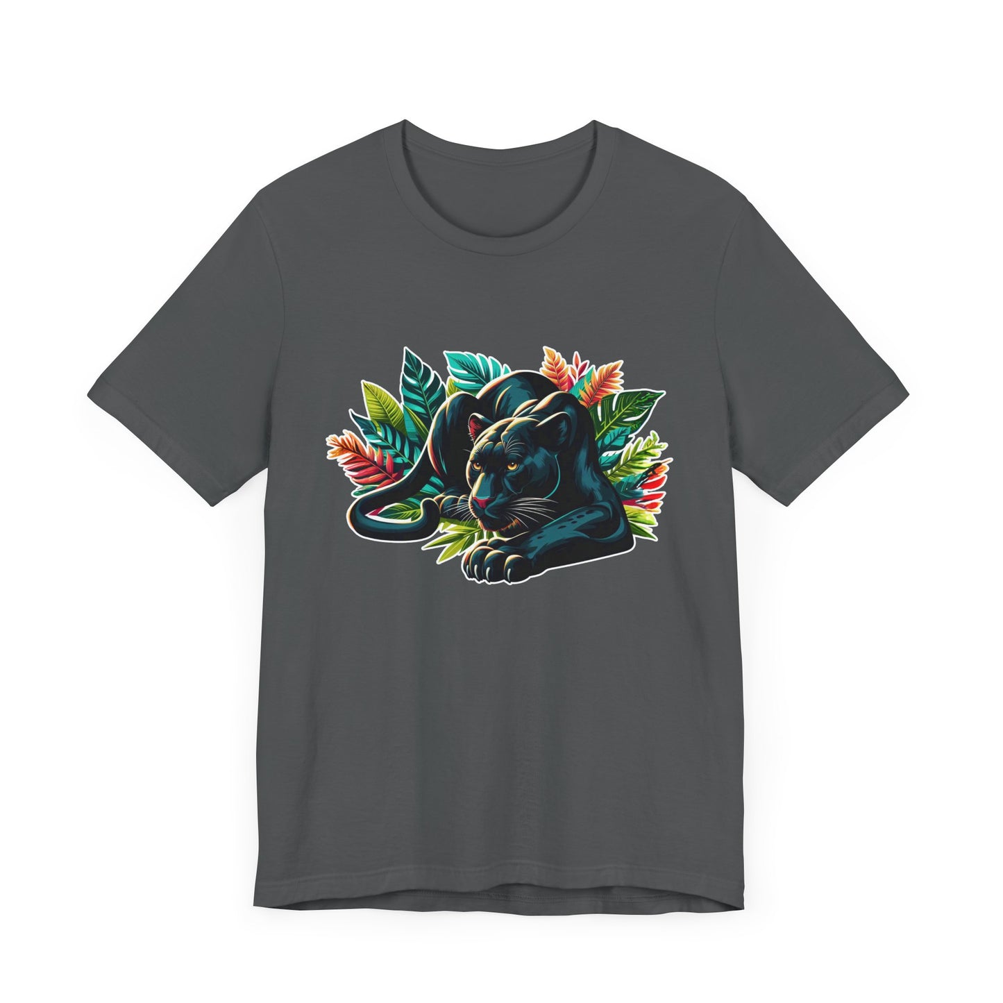 Wild and Beautiful - Black Panther with Claws Out and Jungle Leaves Graphic T-Shirt