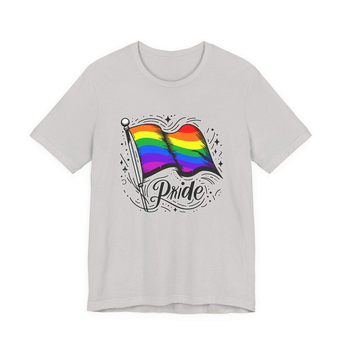 Pride Without Prejudice – Colorful Flag with Lines, Dots & Symbols Graphic T-Shirt