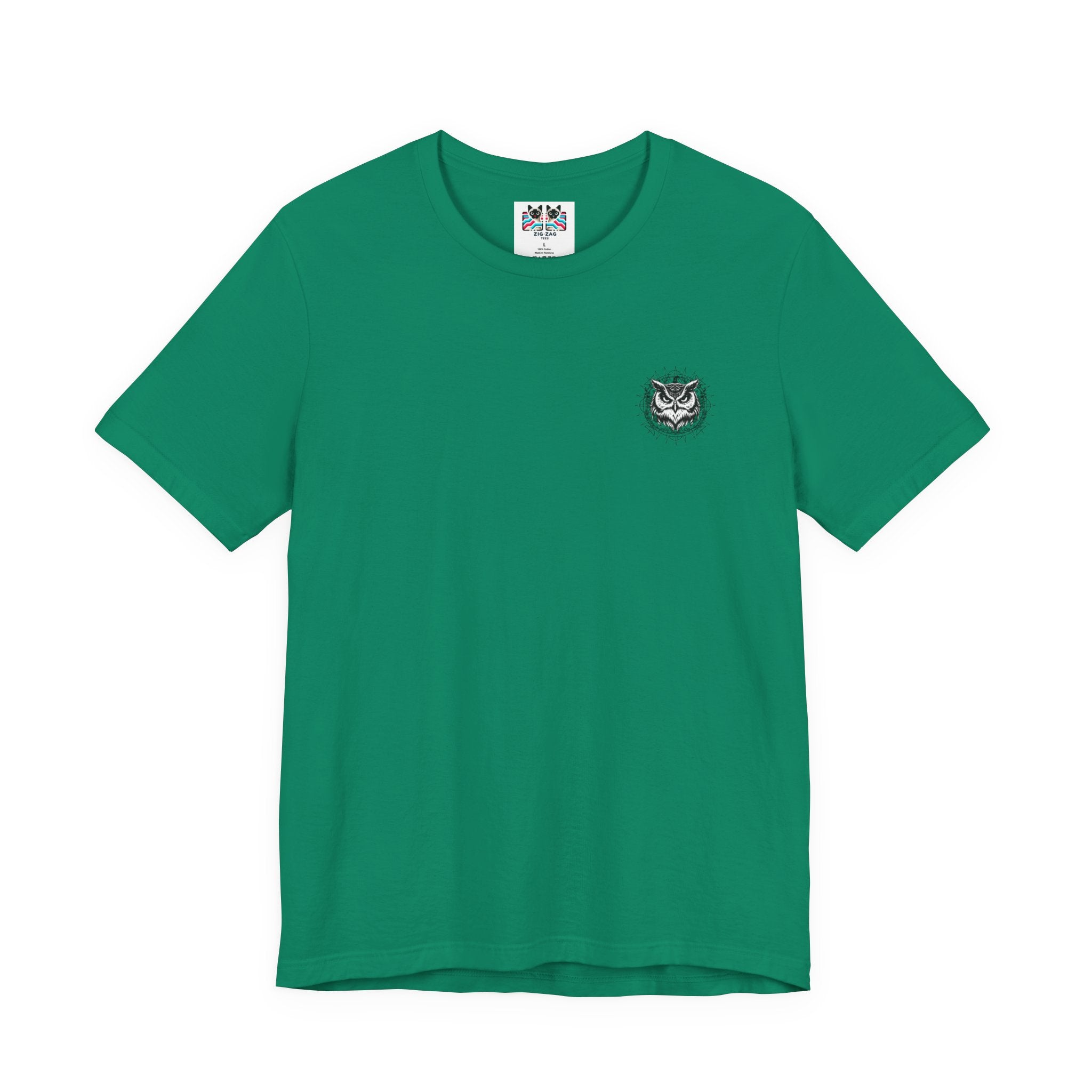 Spirit of Wisdom Owl T-Shirt – Wise Owl with Witch Hat and Medal [Black Text]