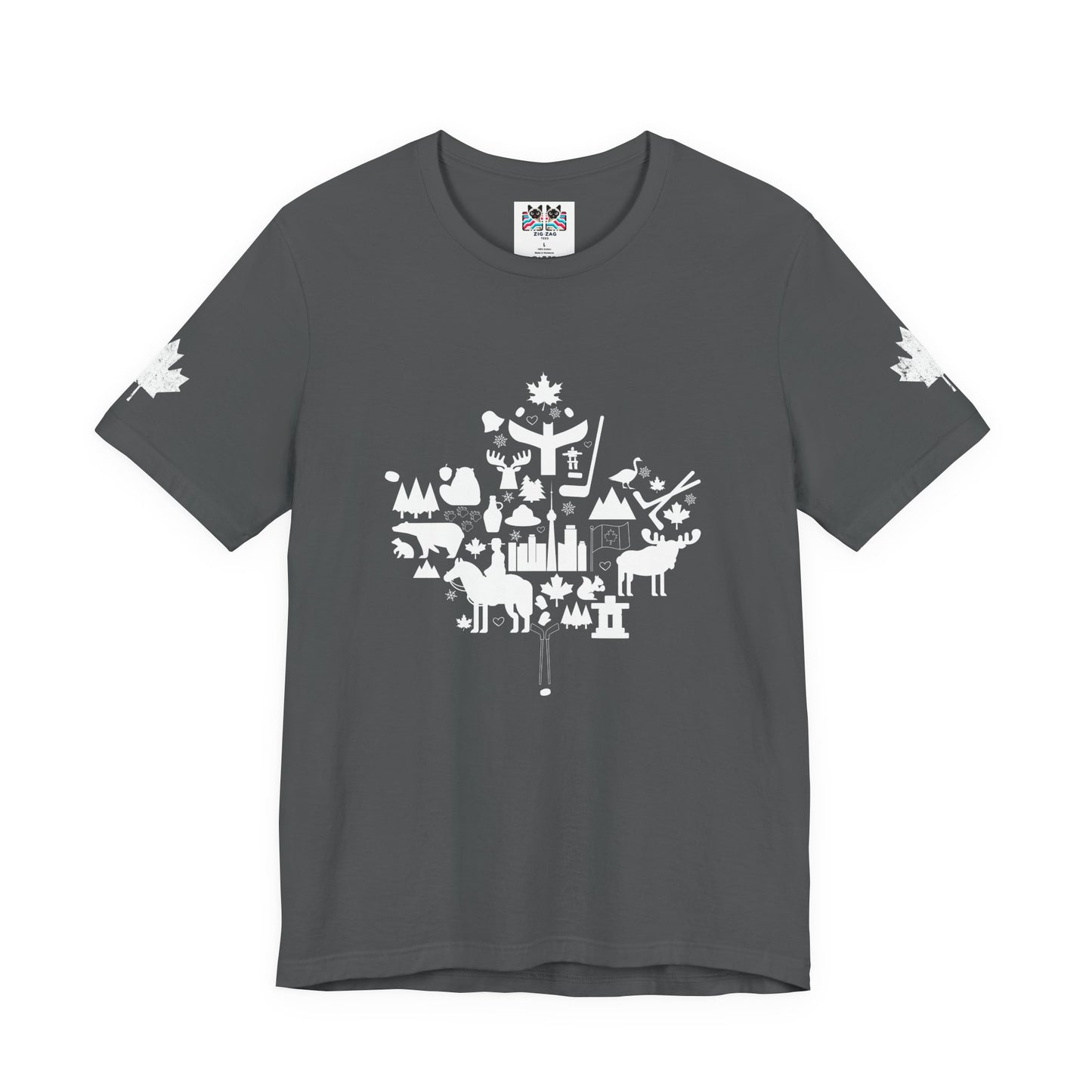 Canada Icons collage of iconic Canadian symbols Maple - White Print T-Shirt