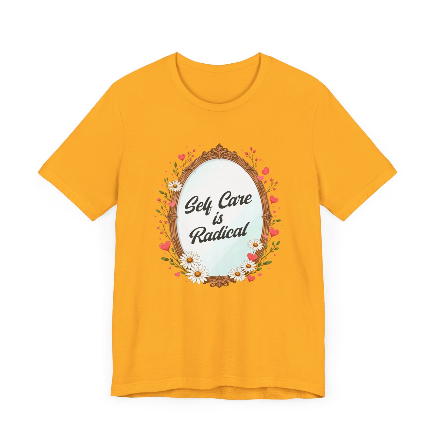Self Care Is Radical – Floral Oval Mirror Graphic T-Shirt