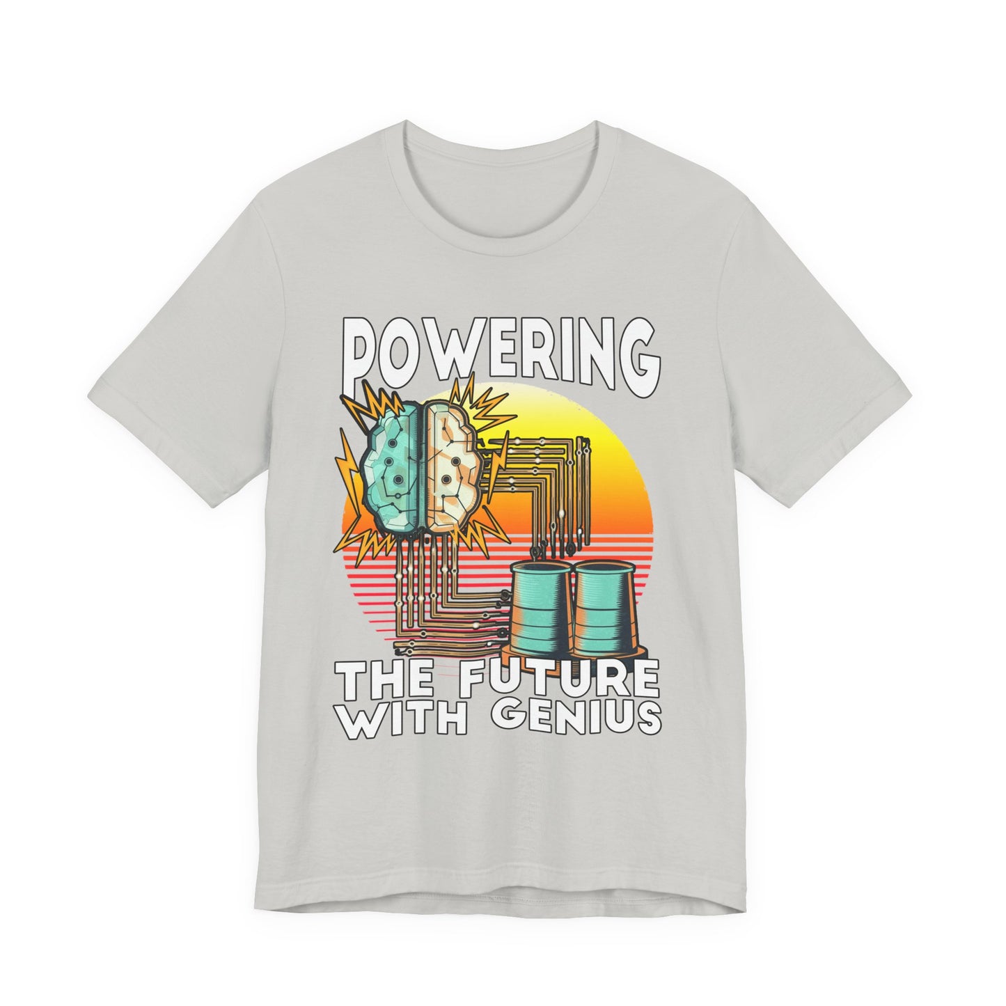 Powering the Future with Genius Tshirt – AI Brain and Tesla Turbines Graphic