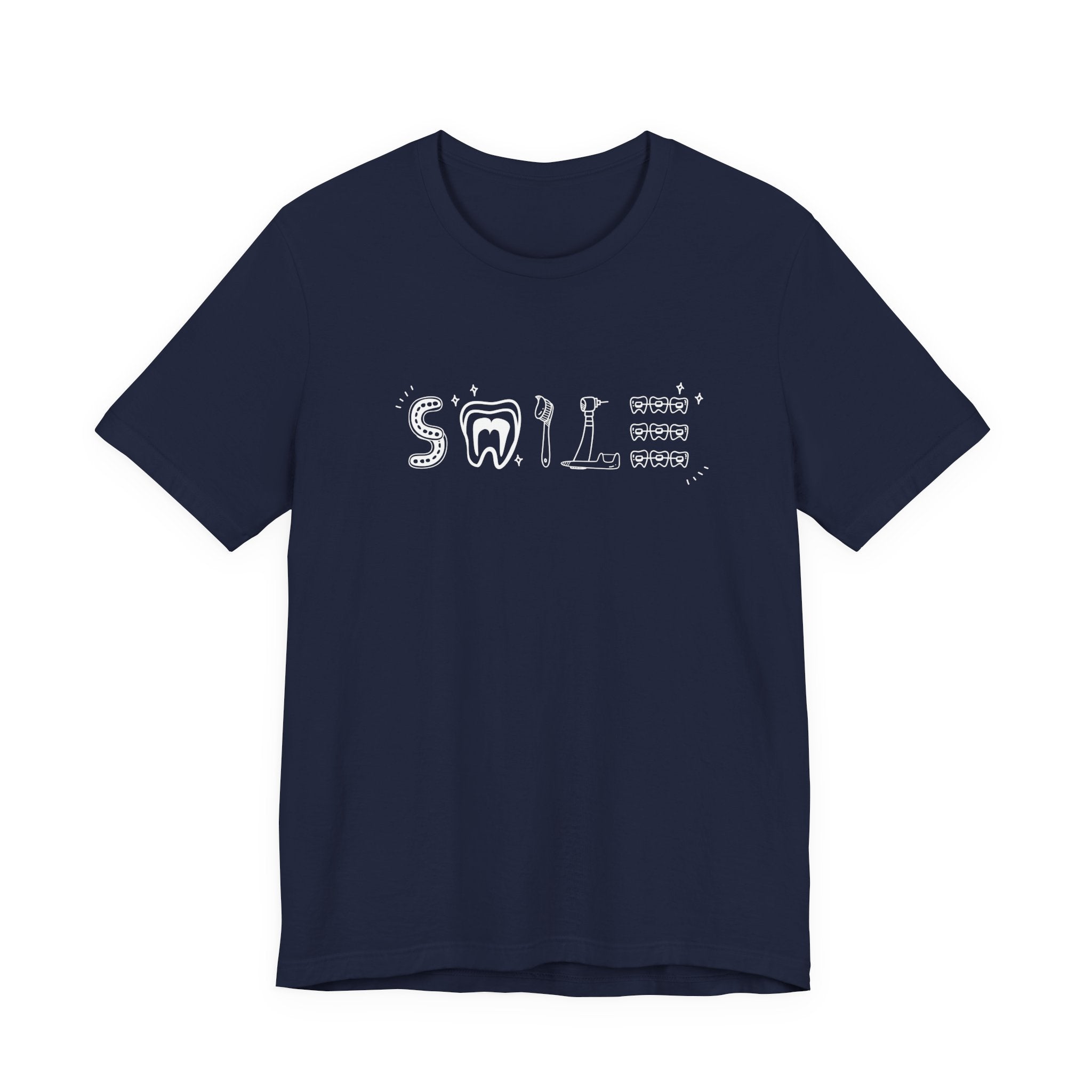 Smile TShirt Dental Cleaning Tools Art Toothbrush Floss Scaler Design