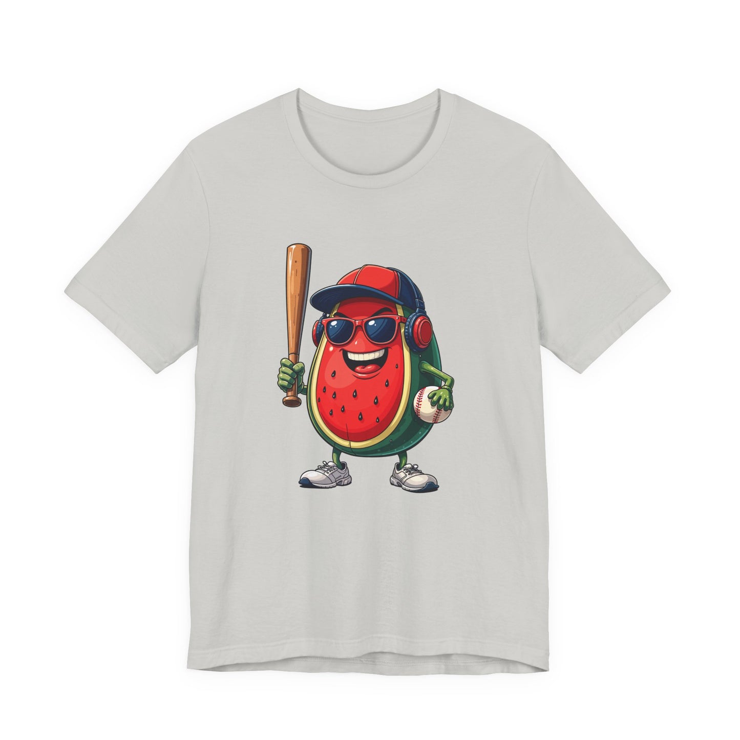 Happy Watermelon Baseball Mascot Tshirt Fun Sports Fruit Character Design