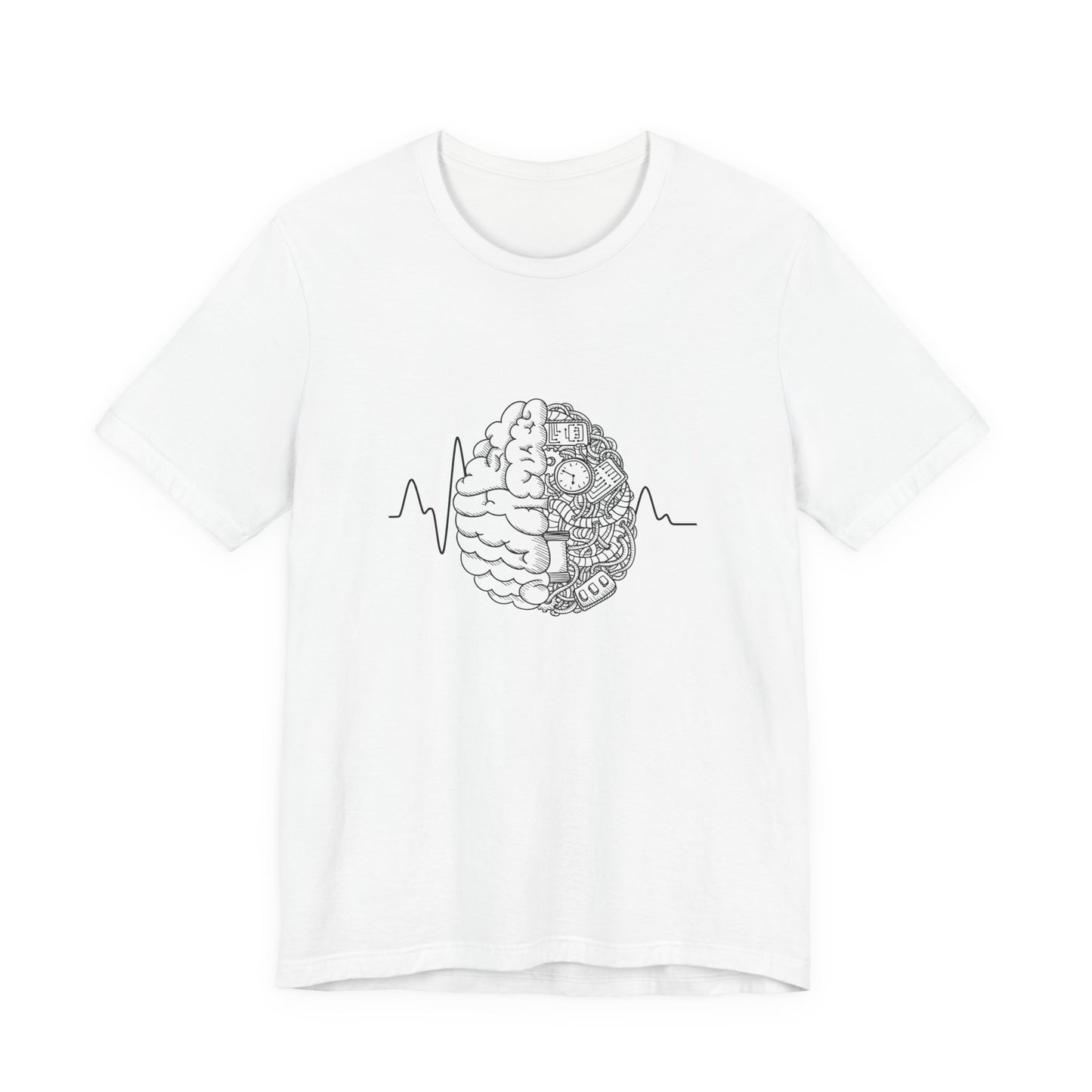 Human Brain Split Design Tshirt – Life Line with Nature & Man-Made Elements