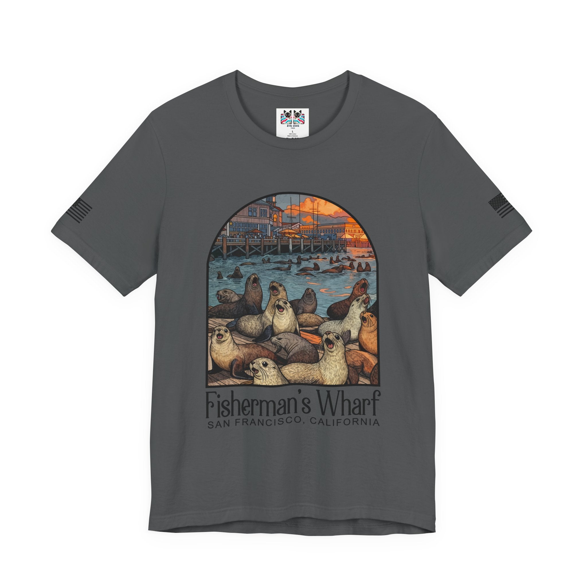 Fisherman's Wharf San Francisco California T-Shirt – Sea Lions Arched Graphic Tee