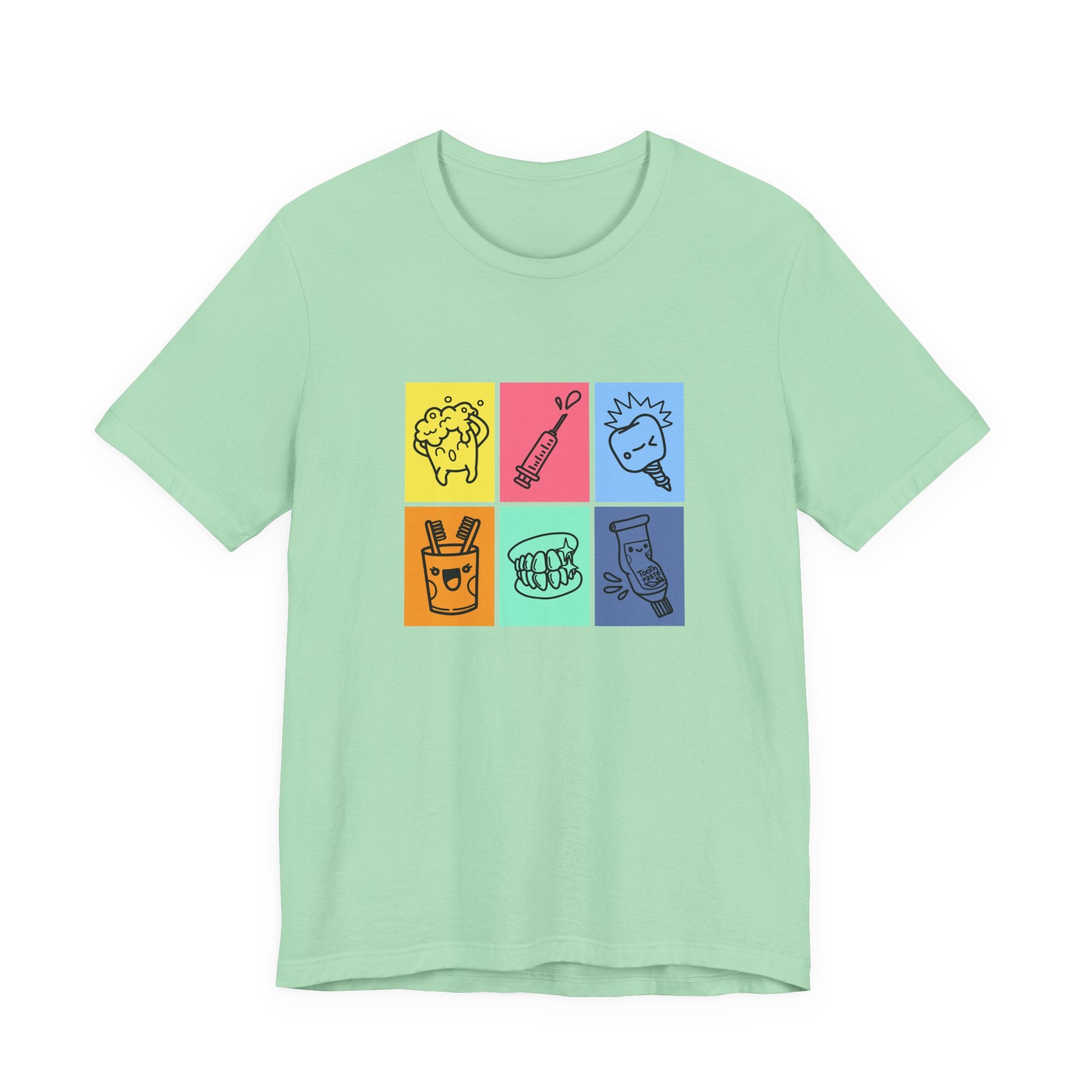 Colorful Dental Fun T Shirt Six Box Tooth Bath Syringe Implant Smile Toothpaste