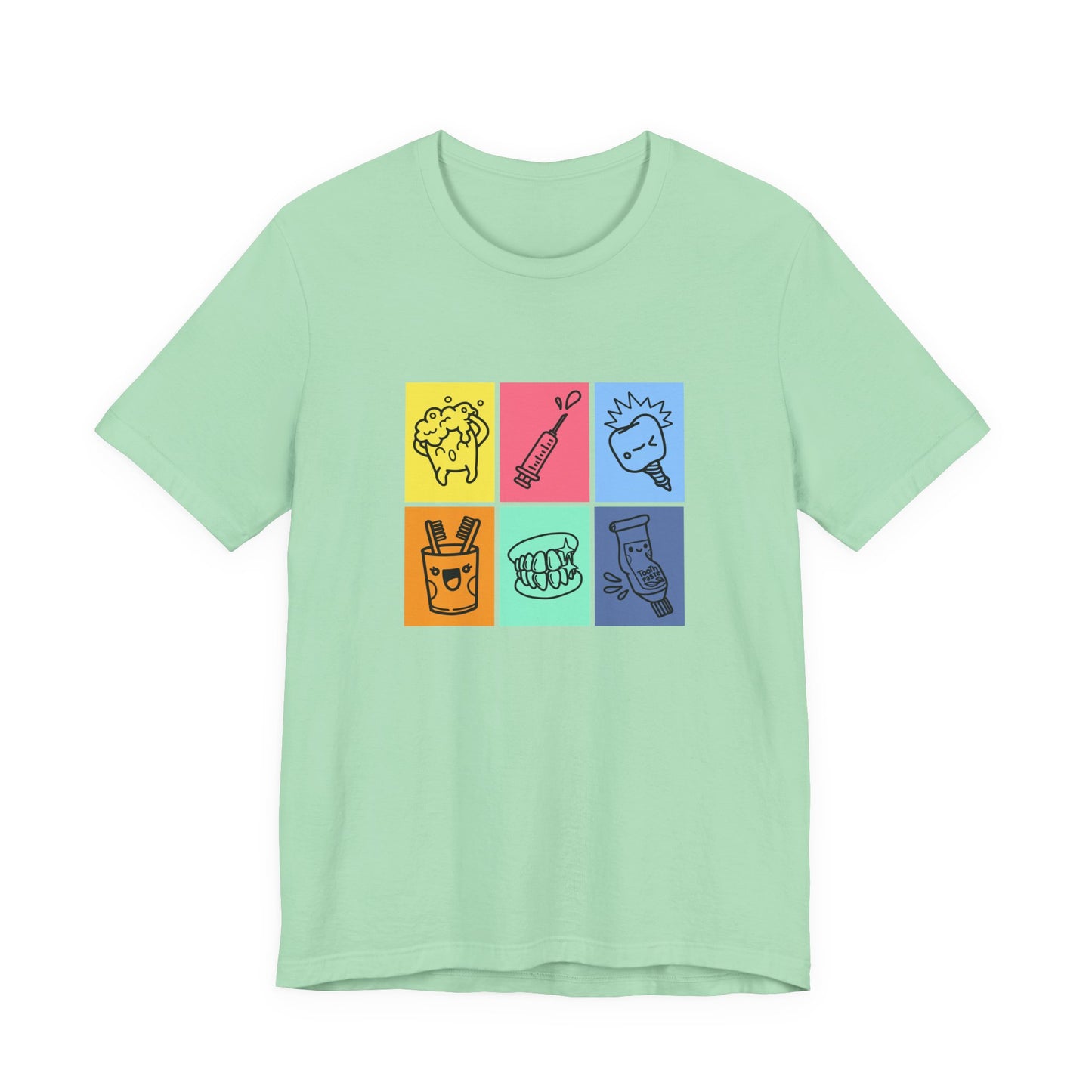 Colorful Dental Fun T Shirt Six Box Tooth Bath Syringe Implant Smile Toothpaste