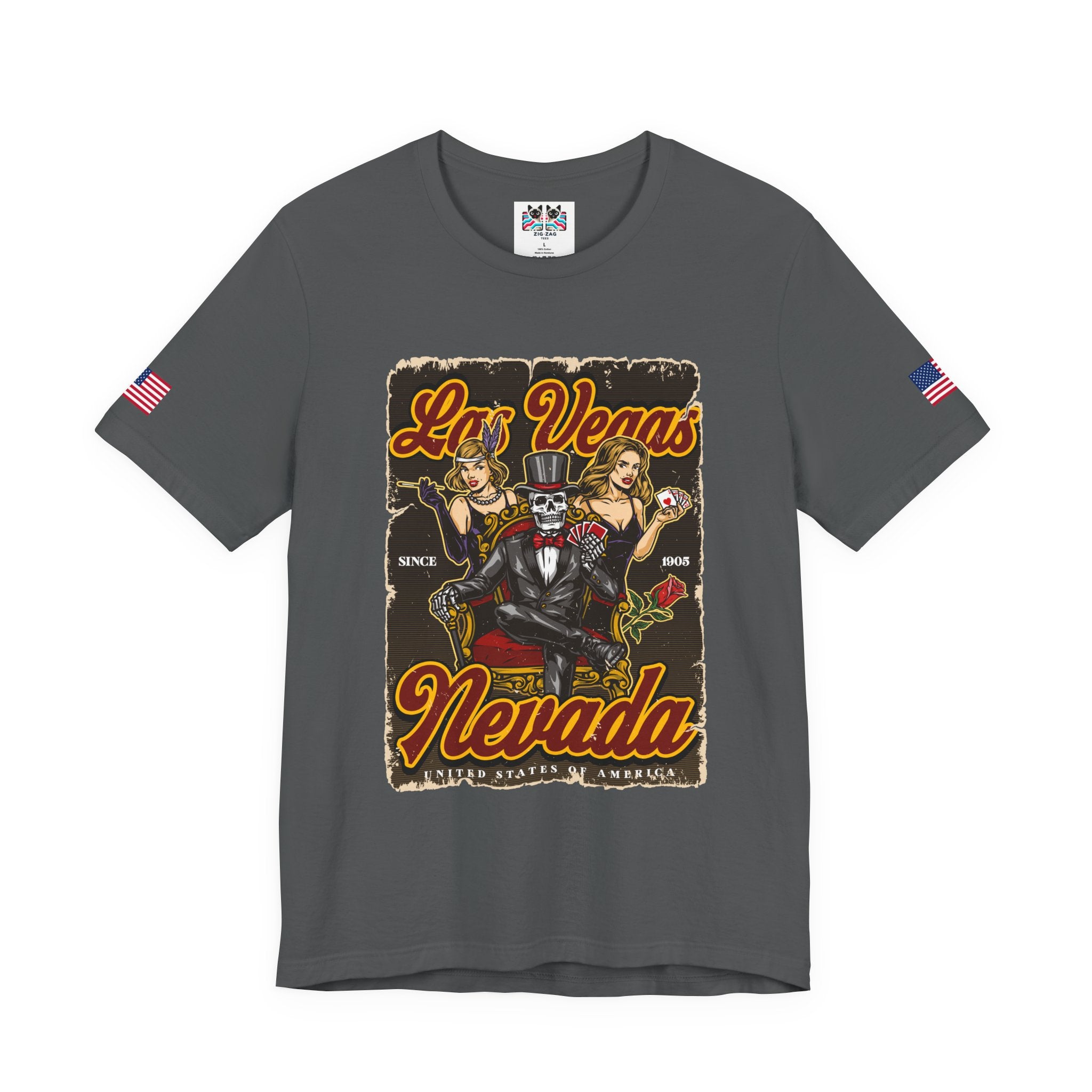 Las Vegas Nevada Since 1905 Vintage T-Shirt – Skeleton Showgirls Retro Casino Poster Tee
