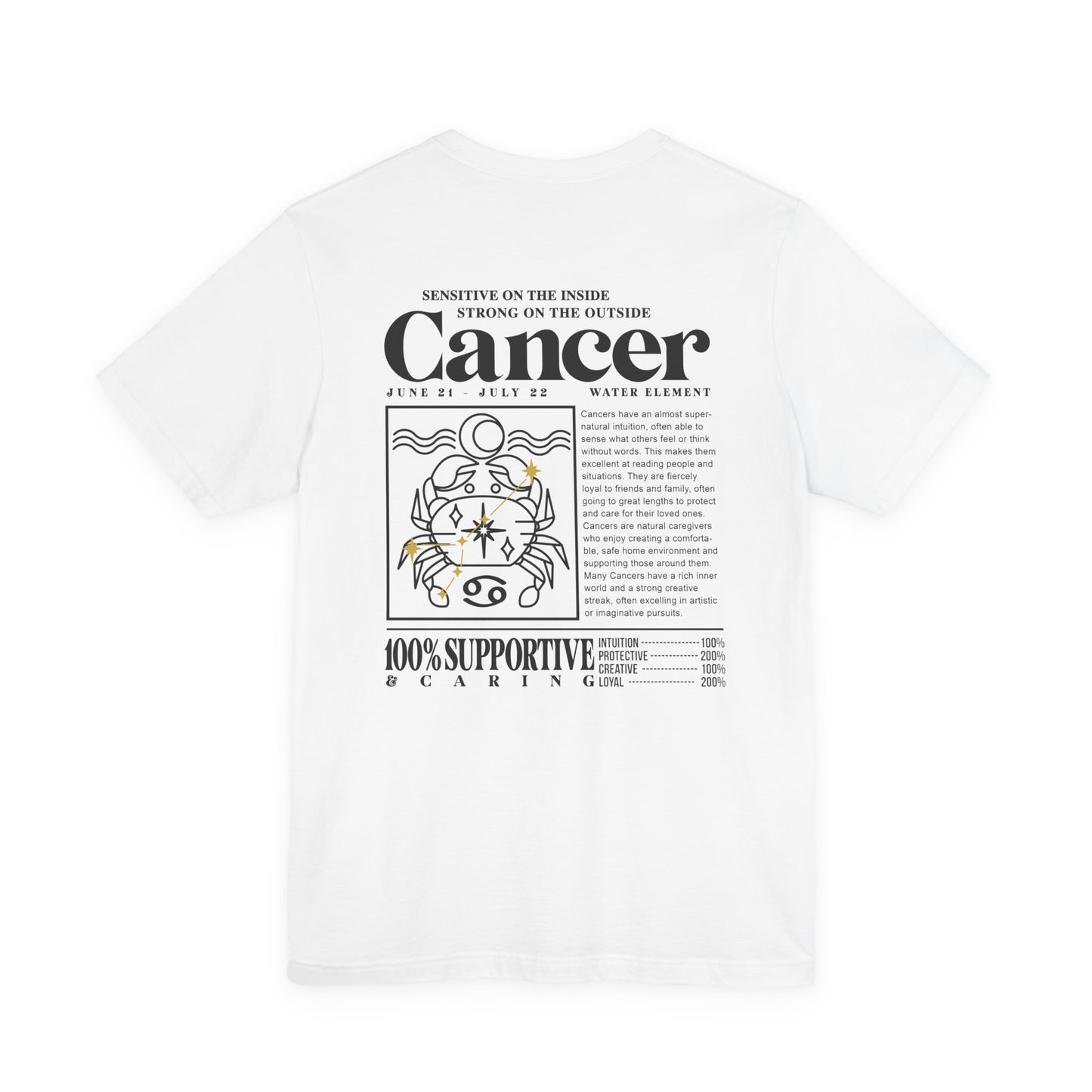 Cancer Zodiac T-Shirt – Sensitive Inside, Strong Outside with Water Element