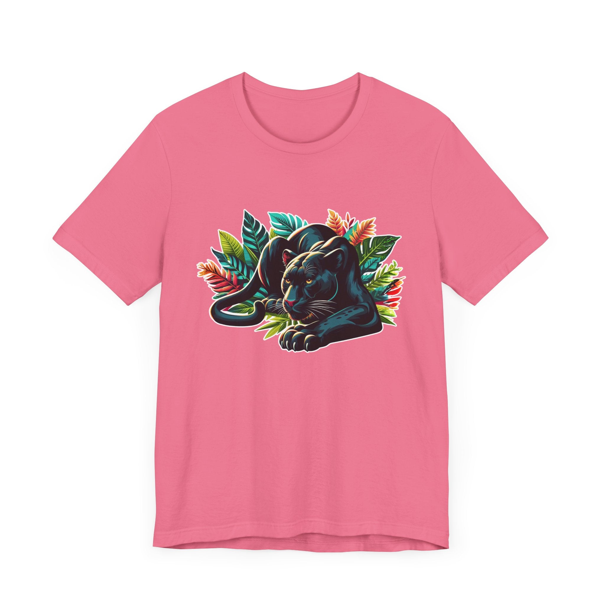 Wild and Beautiful - Black Panther with Claws Out and Jungle Leaves Graphic T-Shirt