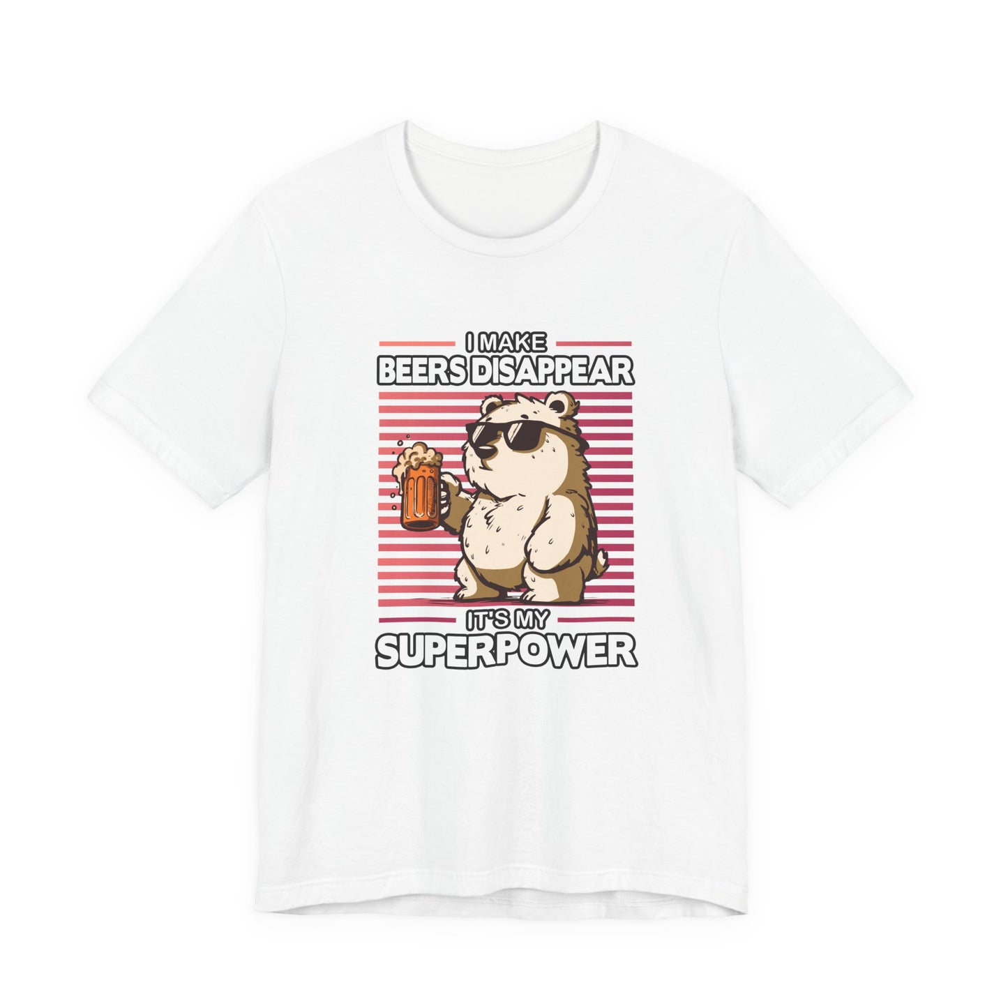 I Make Beers Disappear T-Shirt – Cool Bear With Sunglasses and Beer Funny Graphic Tee