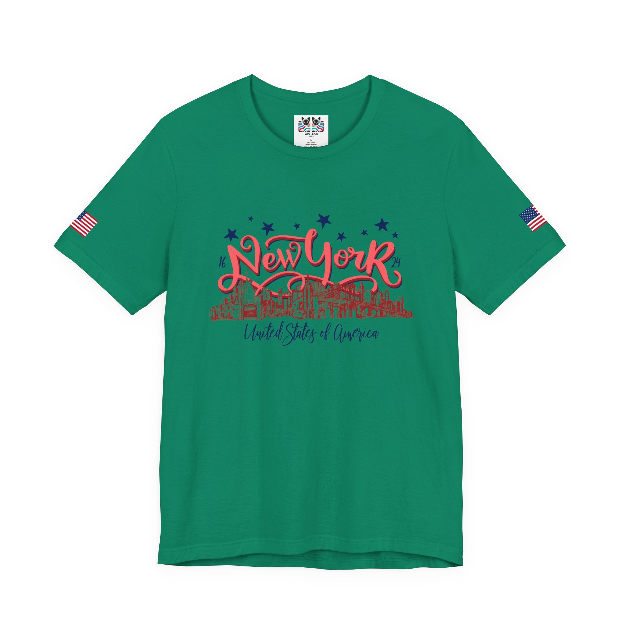 New York 1624 T-Shirt - Vintage Hand Lettered NYC Skyline United States of America
