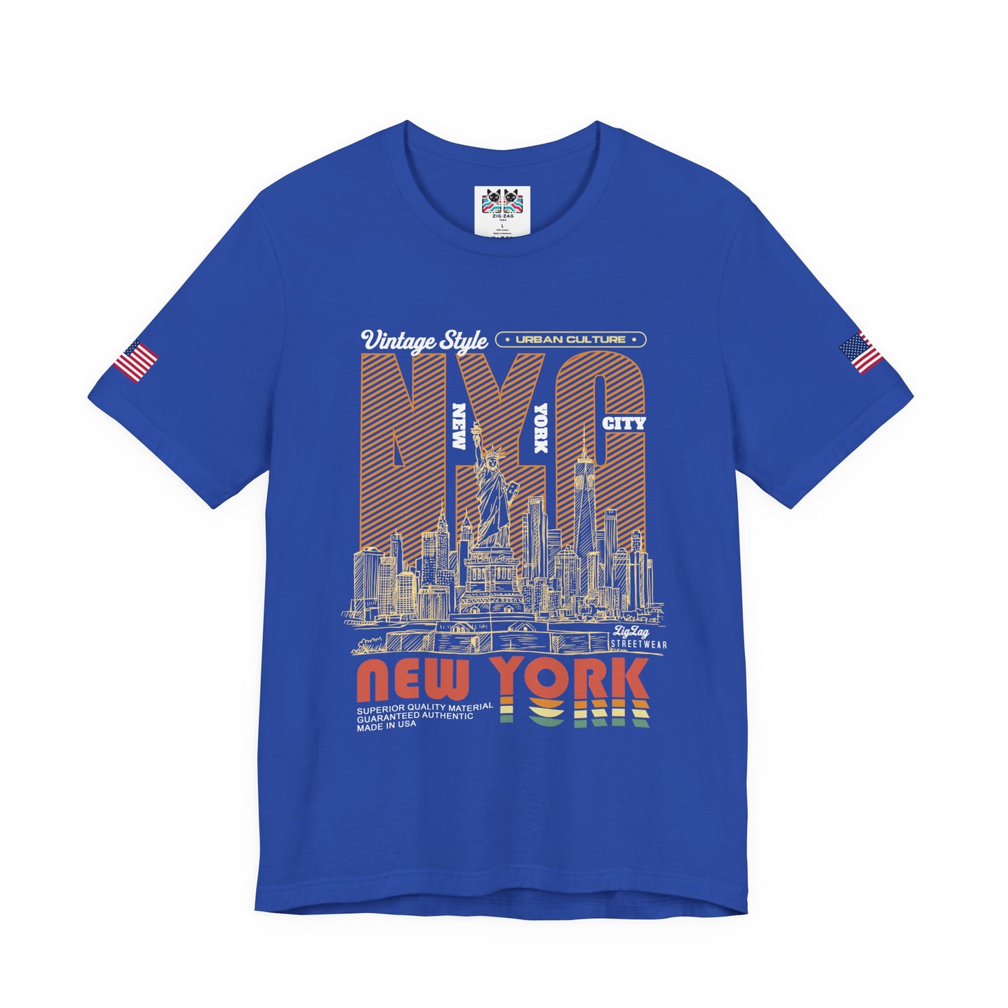 Vintage NYC T-Shirt - New York City Urban Culture Retro Orange Striped Design