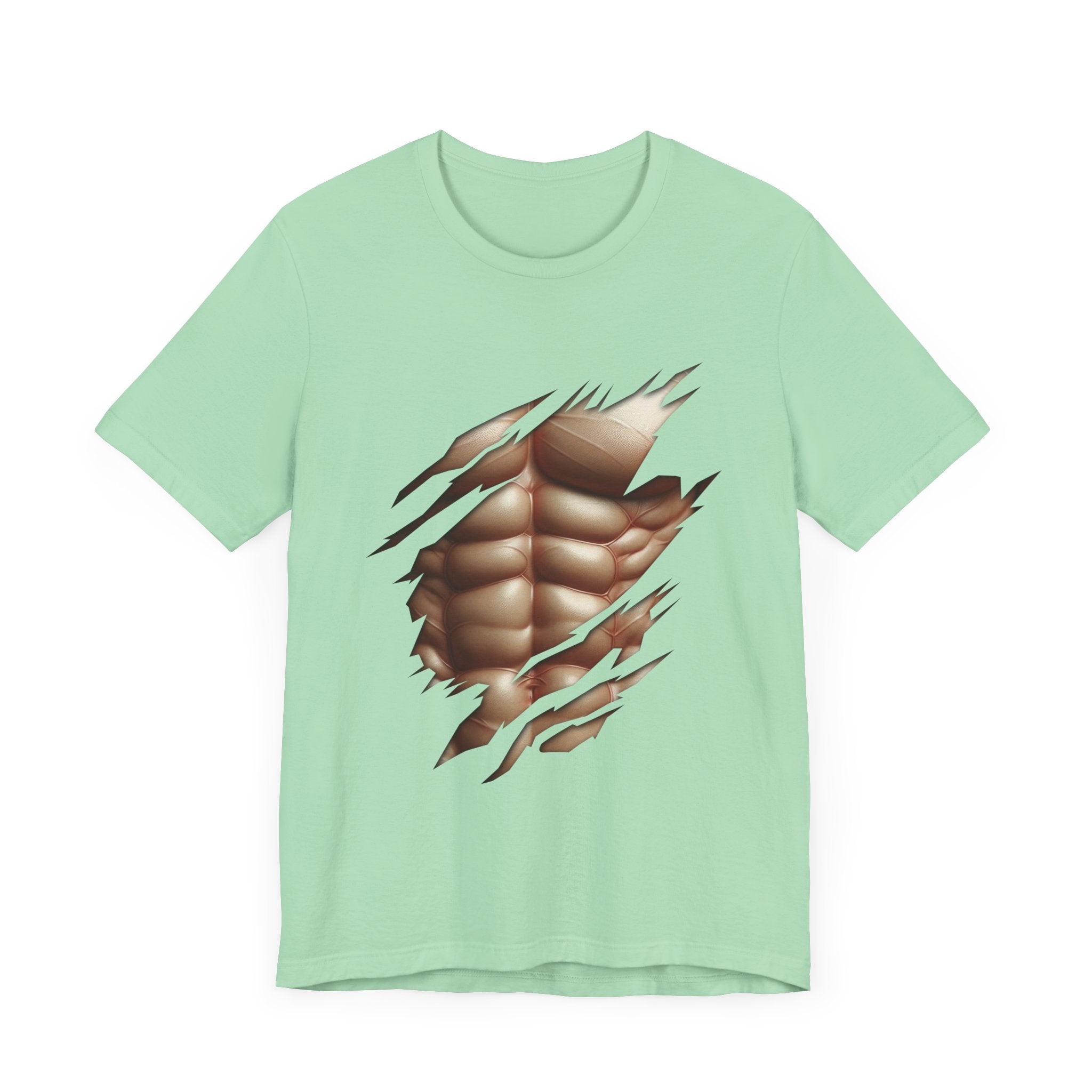 Fake Muscles Shirt, Ripped Chest Costume Tee, Six Pack Abs Funny Graphic T Shirt, Joke Fitness Apparel, Party Costume Gym Gag Top
