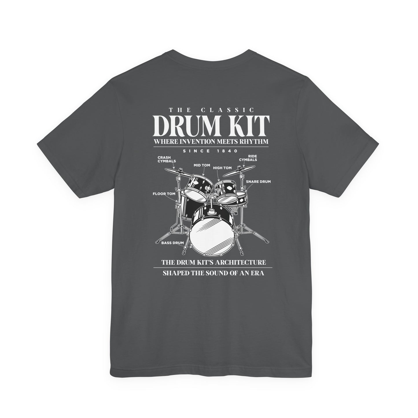 The Classic Drum Kit T-Shirt – Detailed Labeled Drum Set Graphic