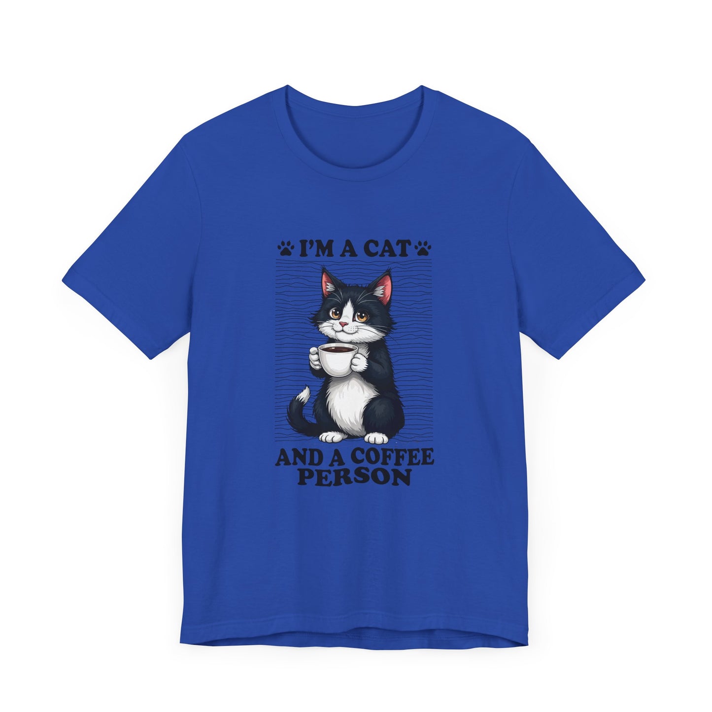 Cat and Coffee Person T-Shirt – Cute Cat Holding Coffee Cup Tee