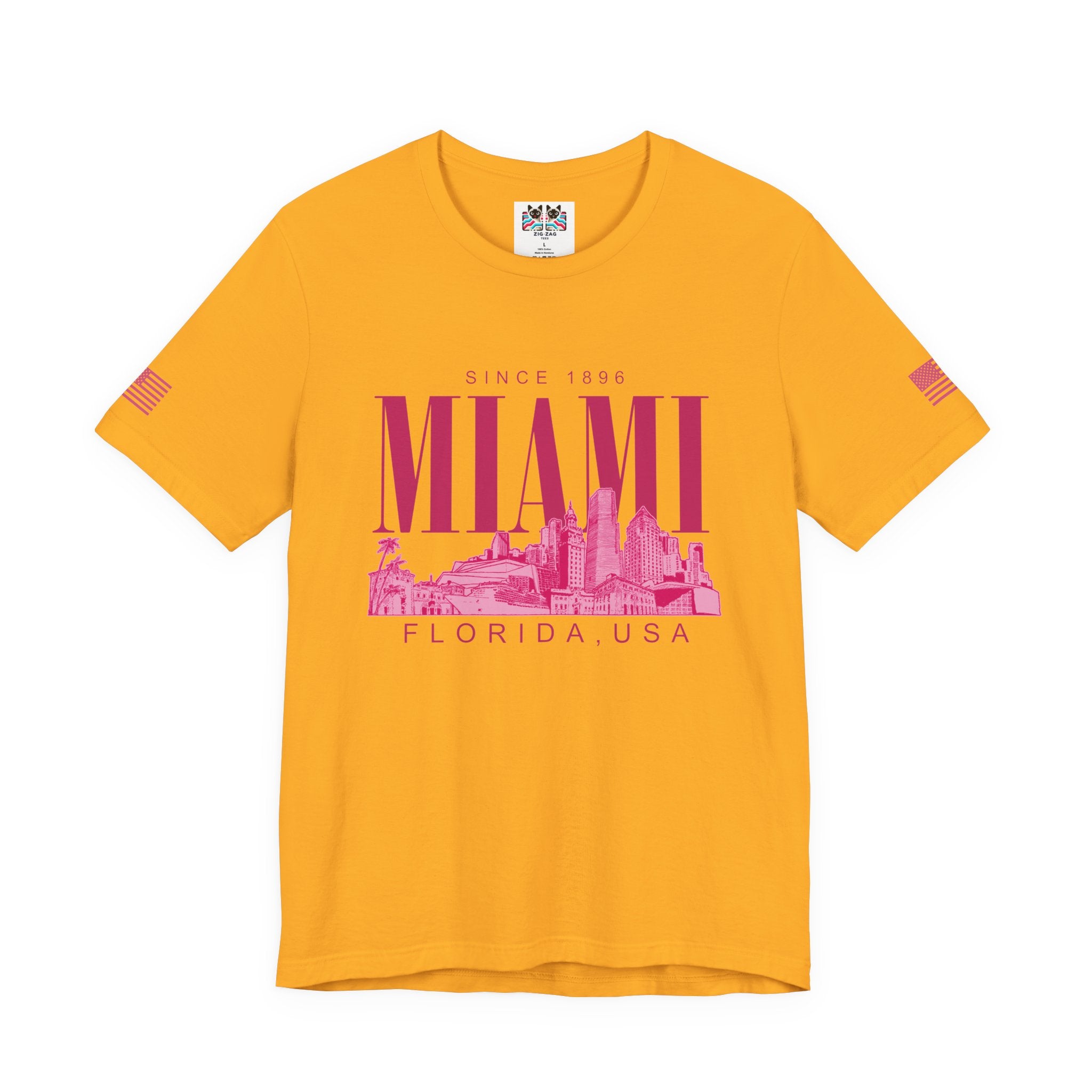 Miami Florida USA Since 1896 T-Shirt – Tonal Skyline Typography Graphic Tee