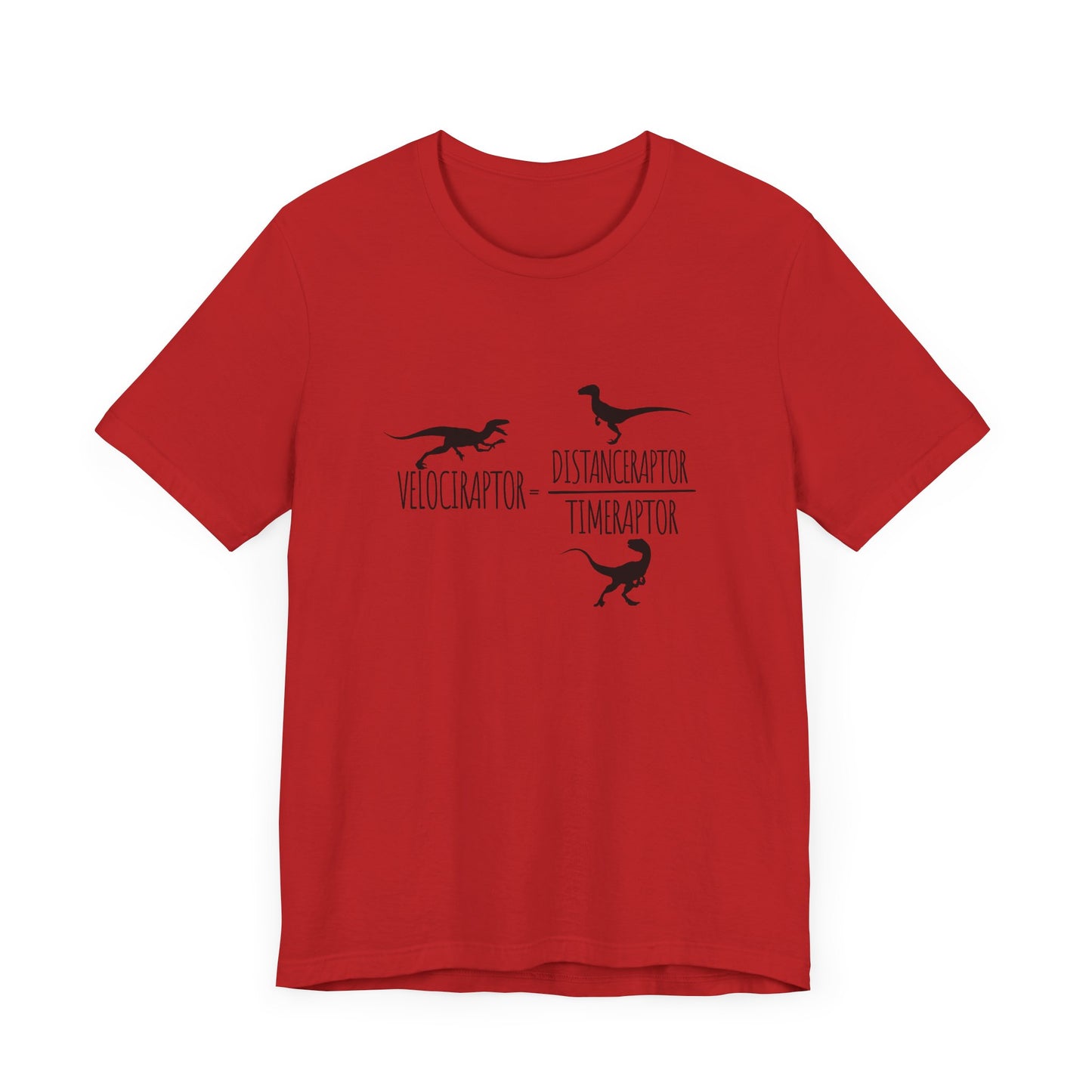 Dinosaur Math Joke Tee – Velociraptor = Distanceraptor / Timeraptor
