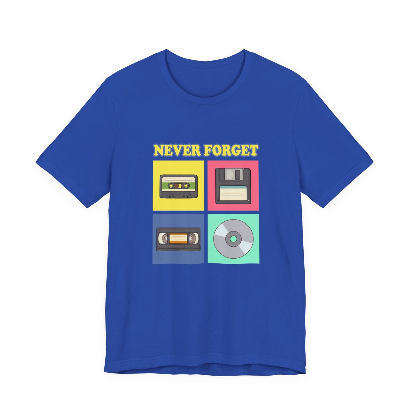 Never Forget Retro Media Tshirt Floppy Disk Cassette Tape Recorder CD Graphic