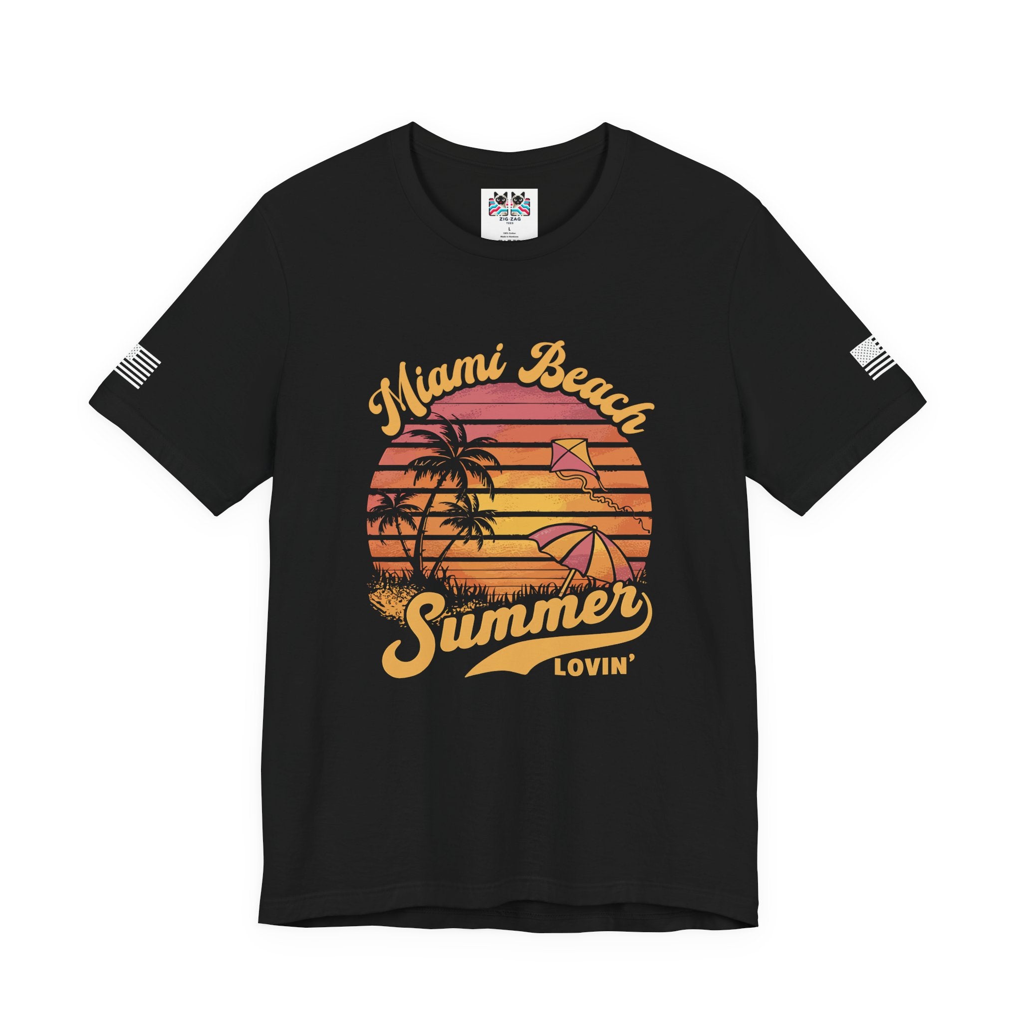Miami Beach Summer Lovin' T-Shirt – Retro Sunset Kite Palm Tree Beach Graphic Tee