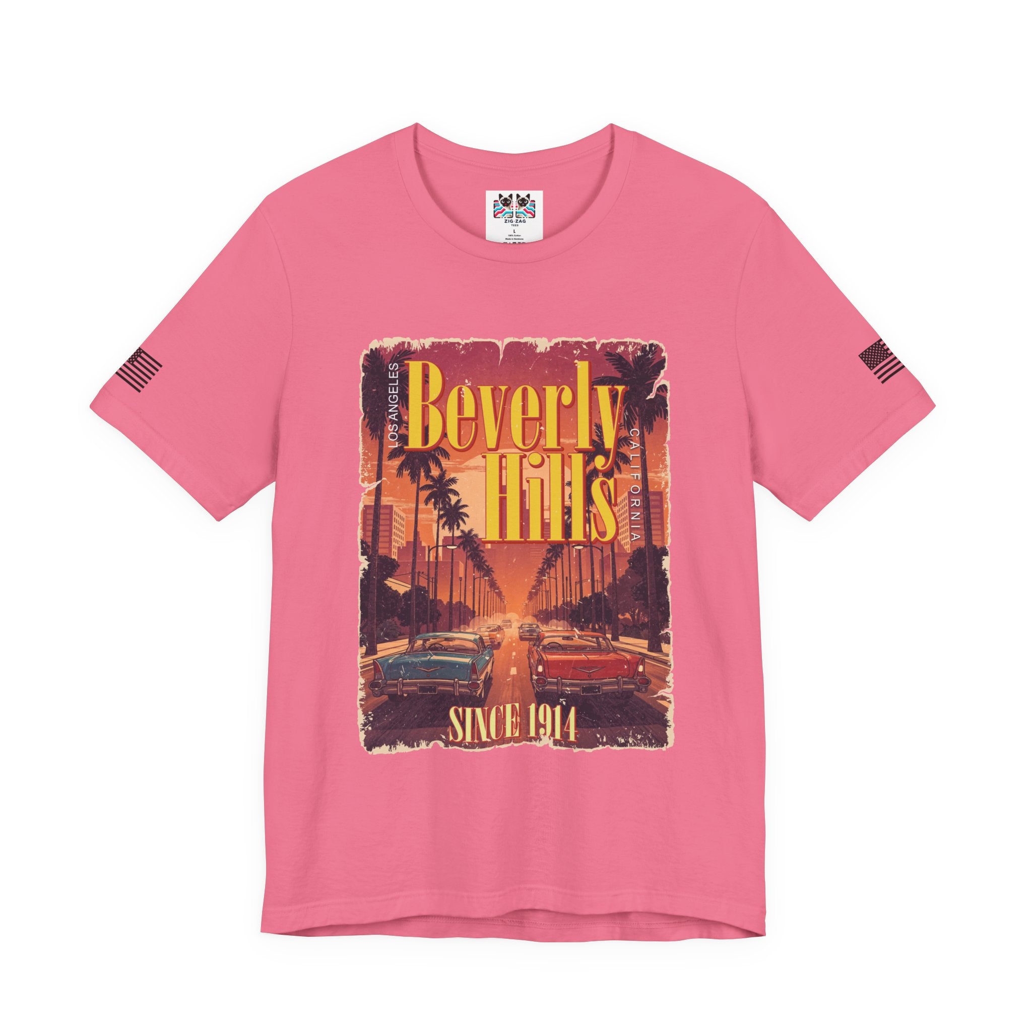 Beverly Hills Los Angeles California T-Shirt – Since 1914 Classic Cars Sunset Street Tee