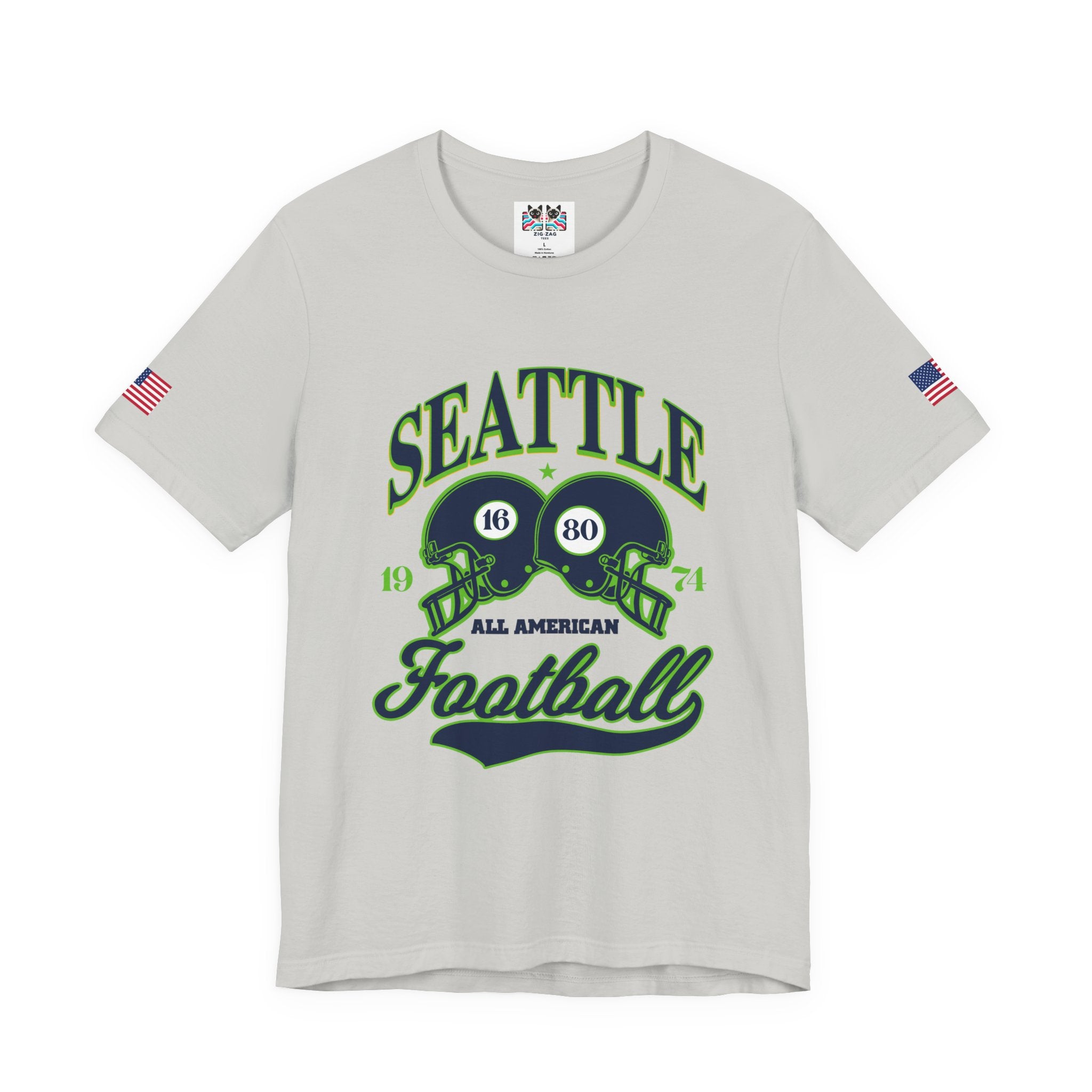 Seattle All American Football Retro Dual Helmet T-Shirt | Since 1974 Game Day Tee | Seattle Football Fan Shirt